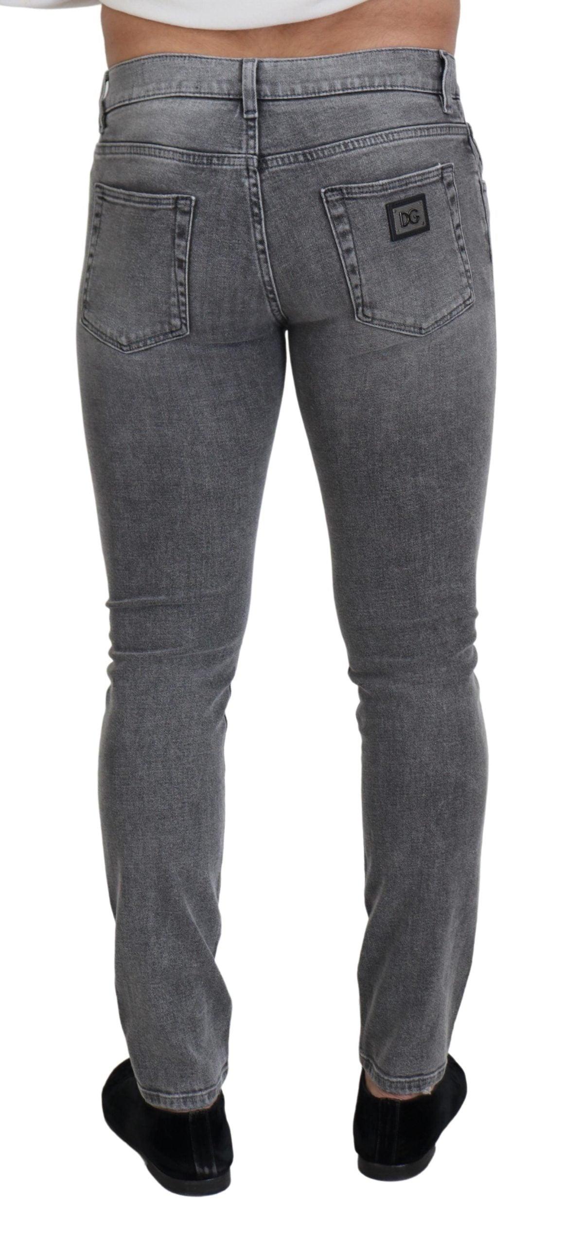 Dolce & Gabbana Chic Grey Washed Denim Pants - Arichezz.store