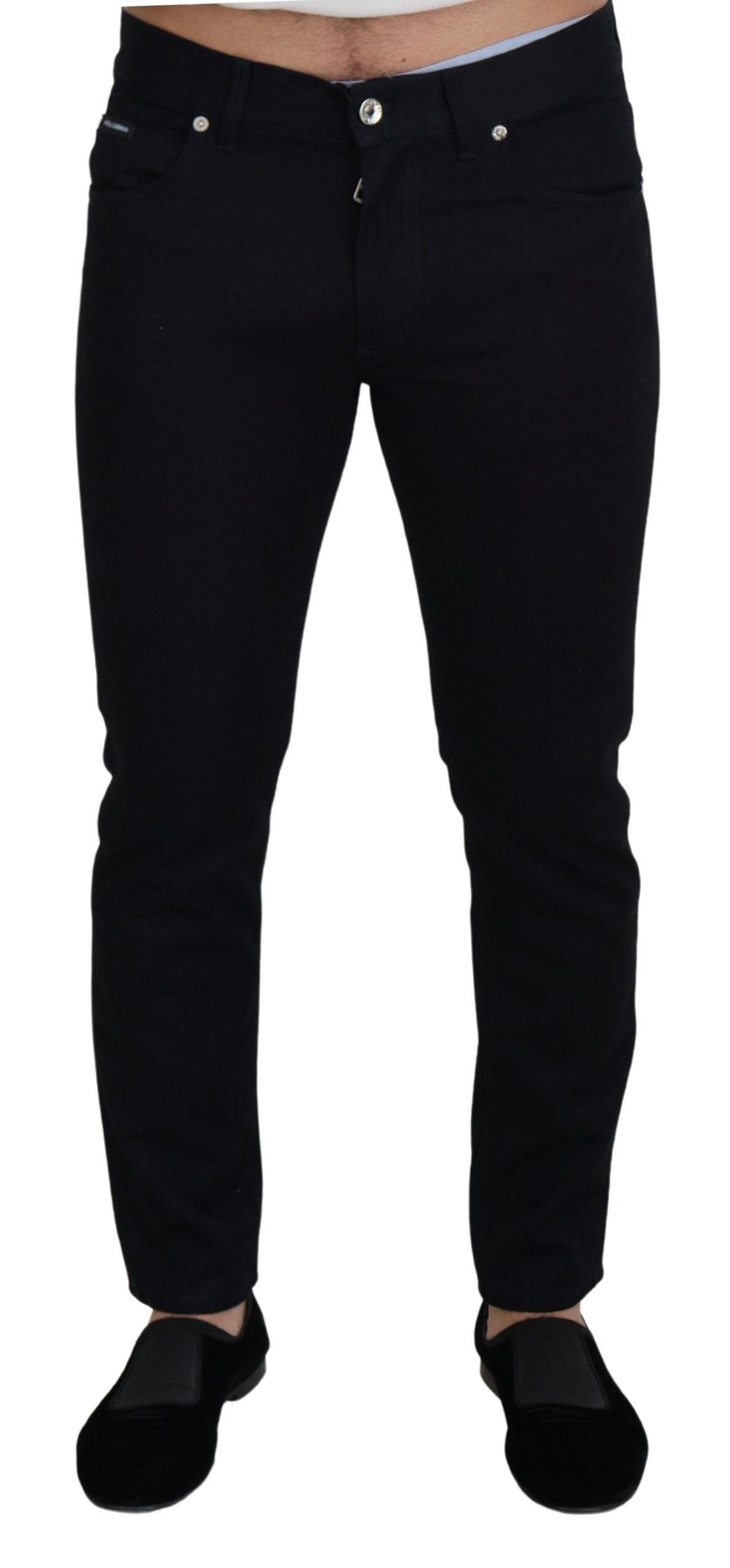 Dolce & Gabbana Elegant Black Silk Blend Denim Pants - Arichezz.store