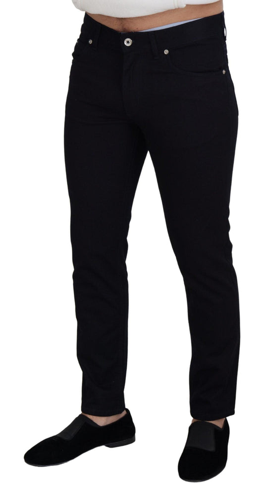 Dolce & Gabbana Elegant Black Silk Blend Denim Pants - Arichezz.store