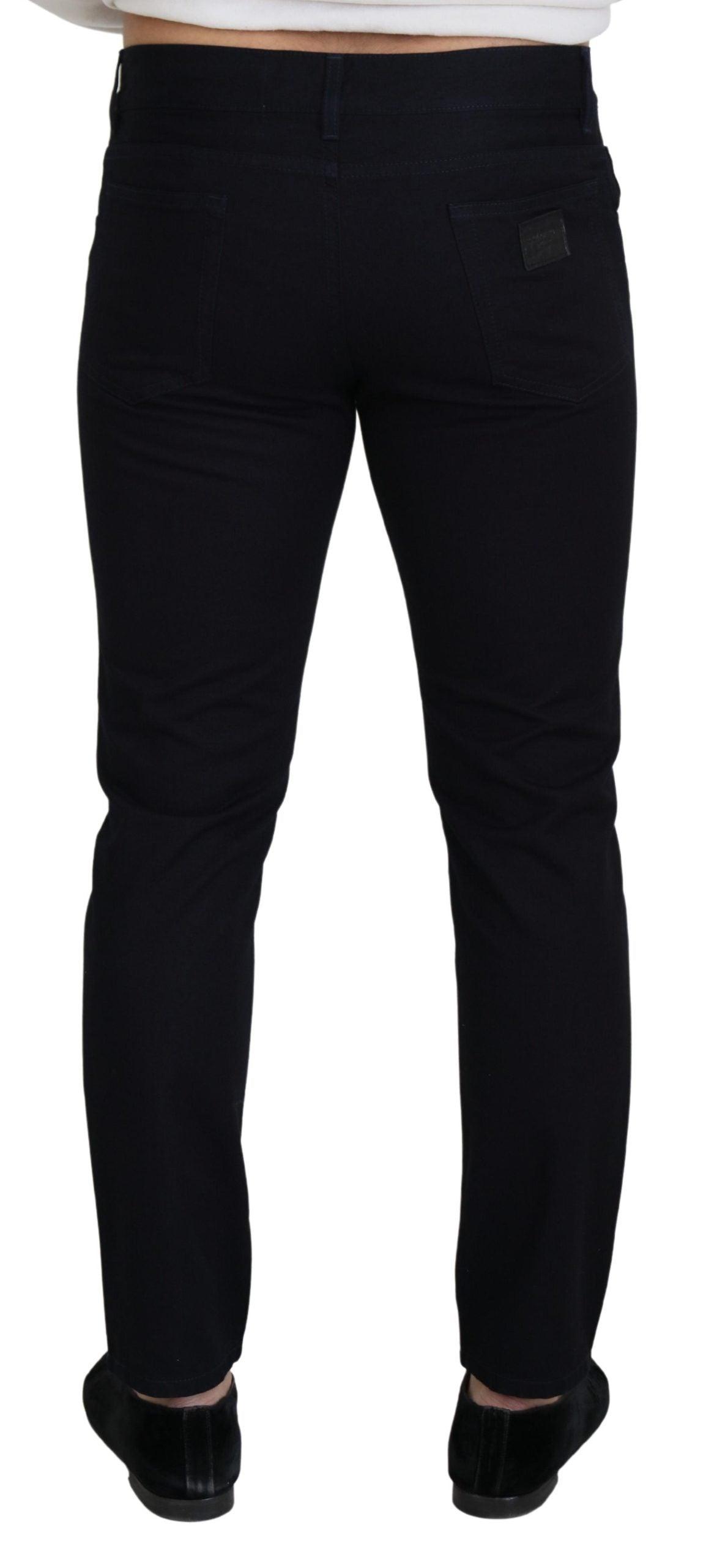 Dolce & Gabbana Elegant Black Silk Blend Denim Pants - Arichezz.store