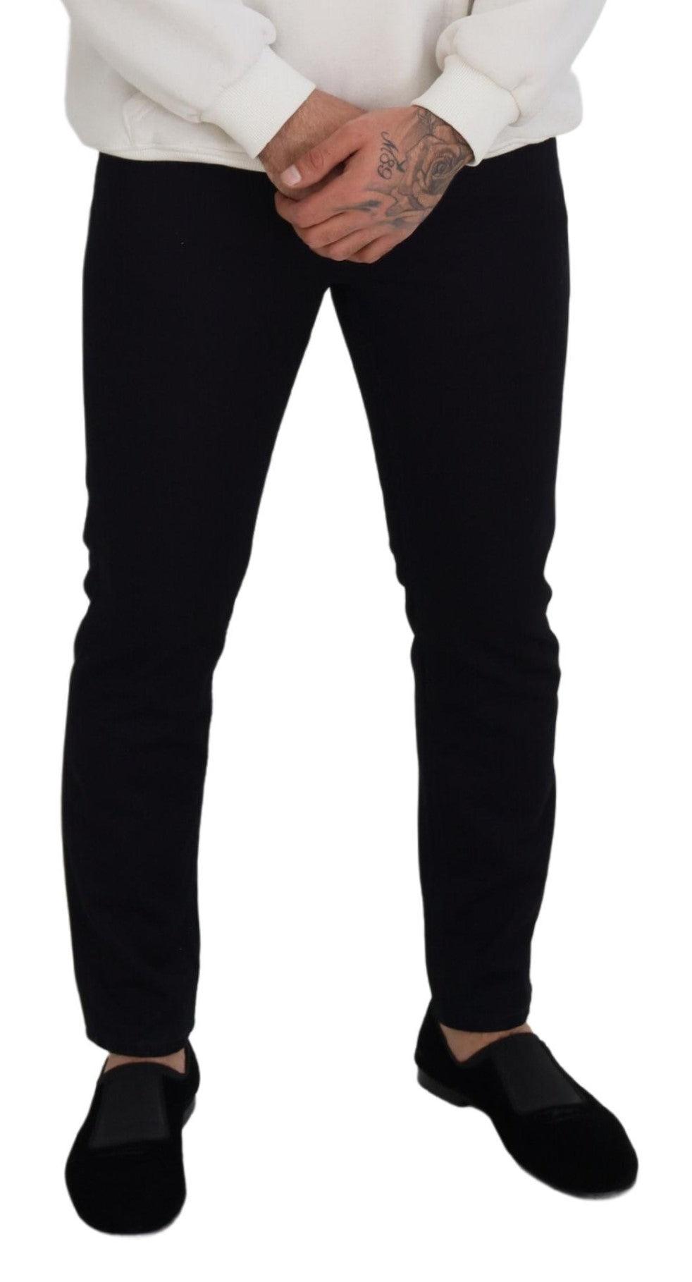 Dolce & Gabbana Elegant Black Silk Blend Denim Pants - Arichezz.store