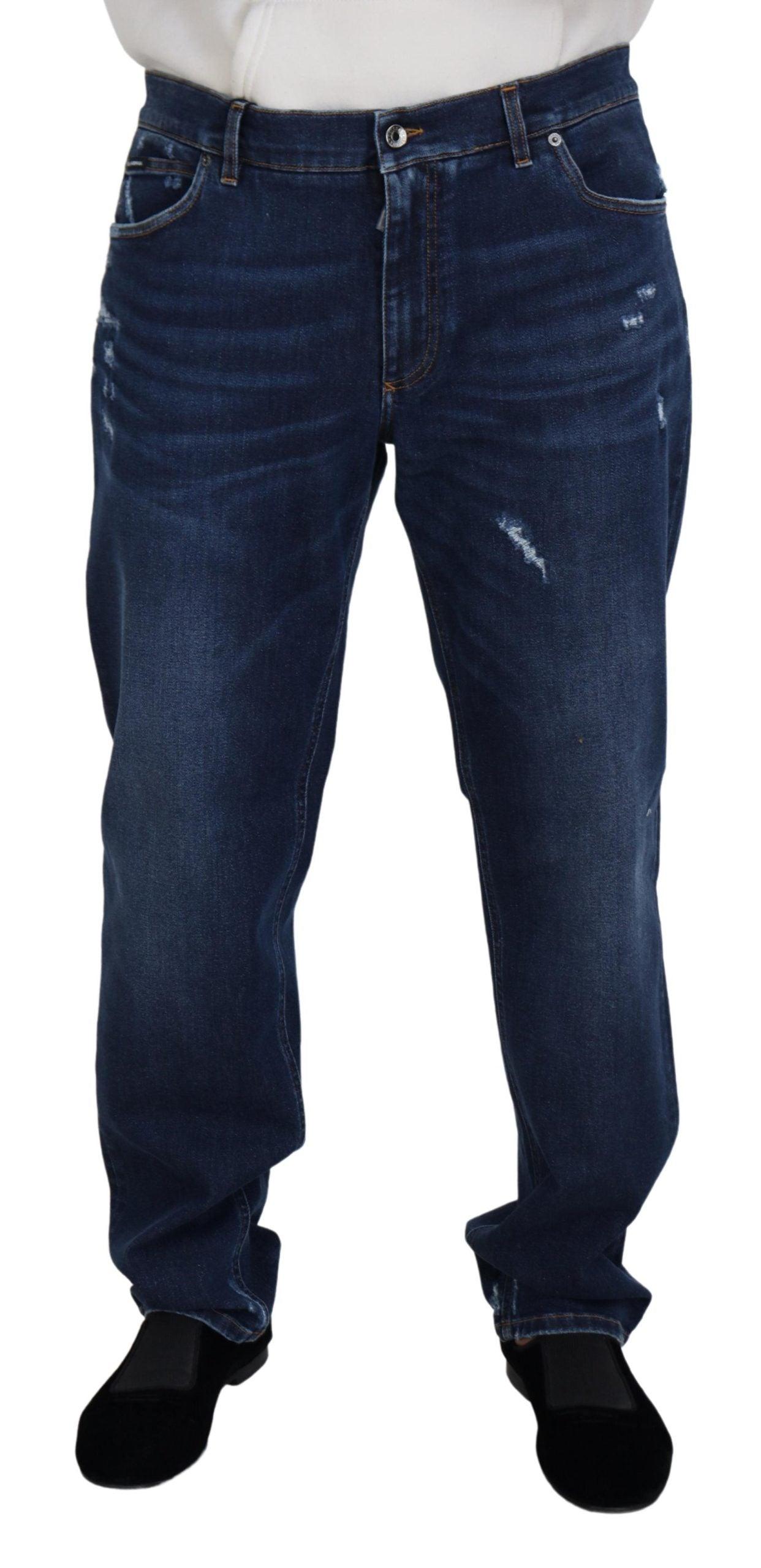 Dolce & Gabbana Elegant Blue Washed Denim Pants - Arichezz.store