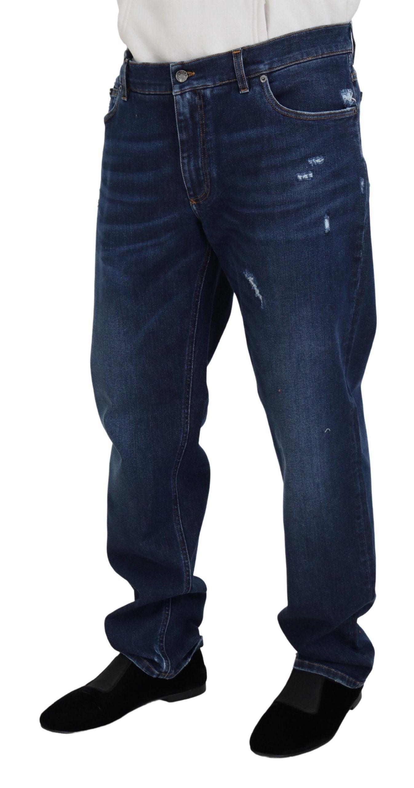 Dolce & Gabbana Elegant Blue Washed Denim Pants - Arichezz.store