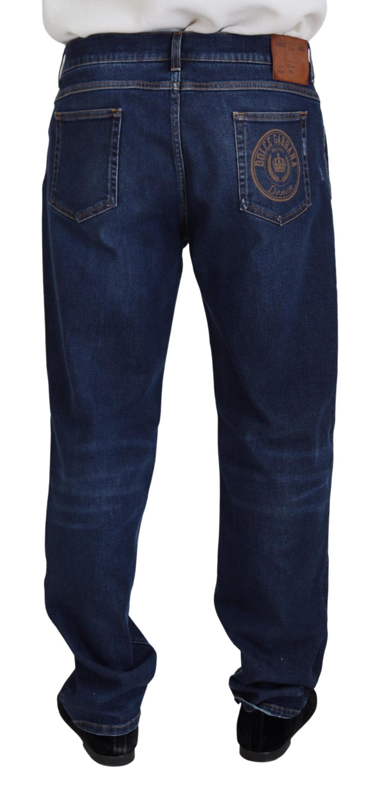 Dolce & Gabbana Elegant Blue Washed Denim Pants - Arichezz.store