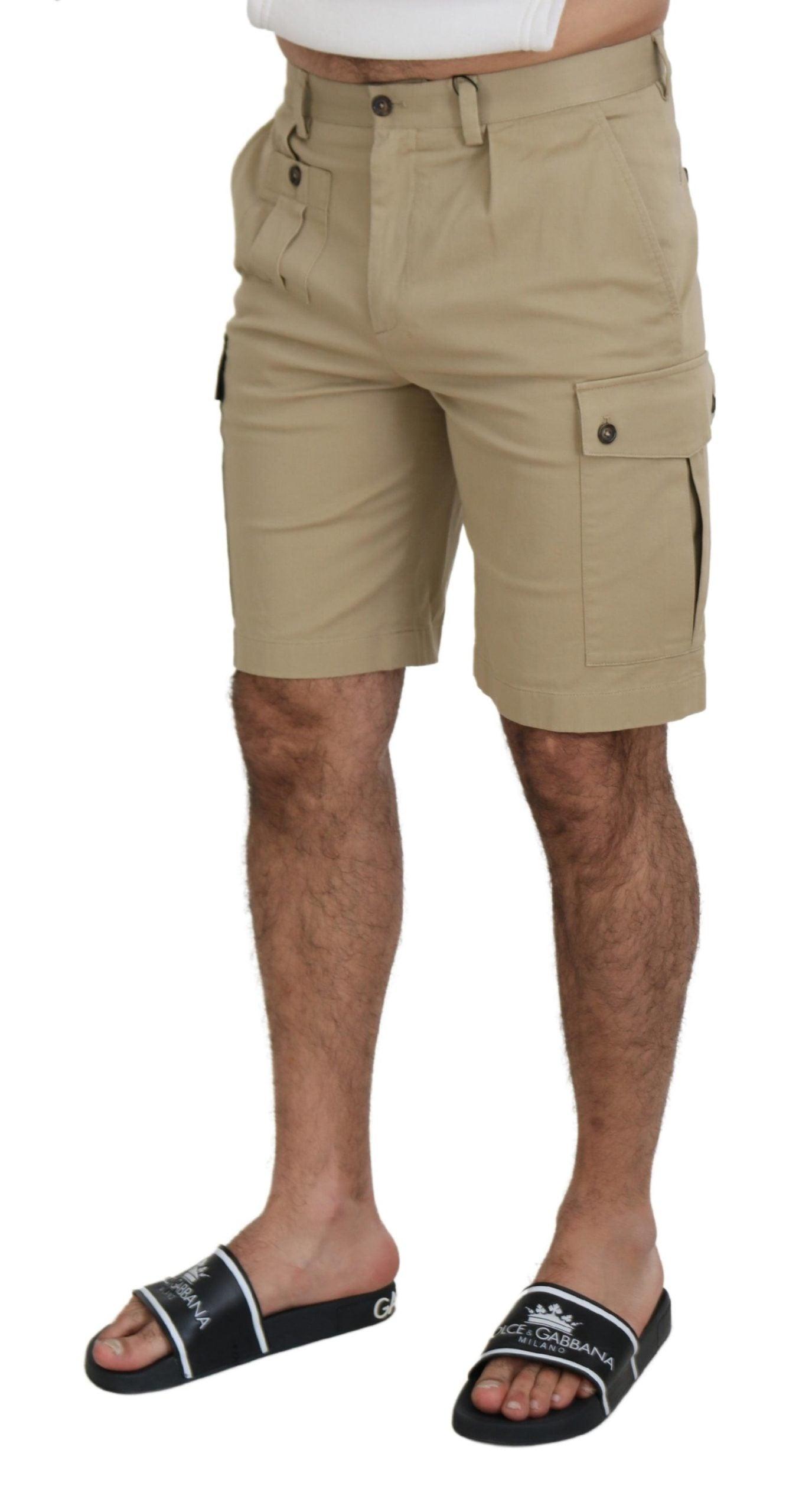 Dolce & Gabbana Elegant Beige Cotton Blend Designer Shorts - Arichezz.store