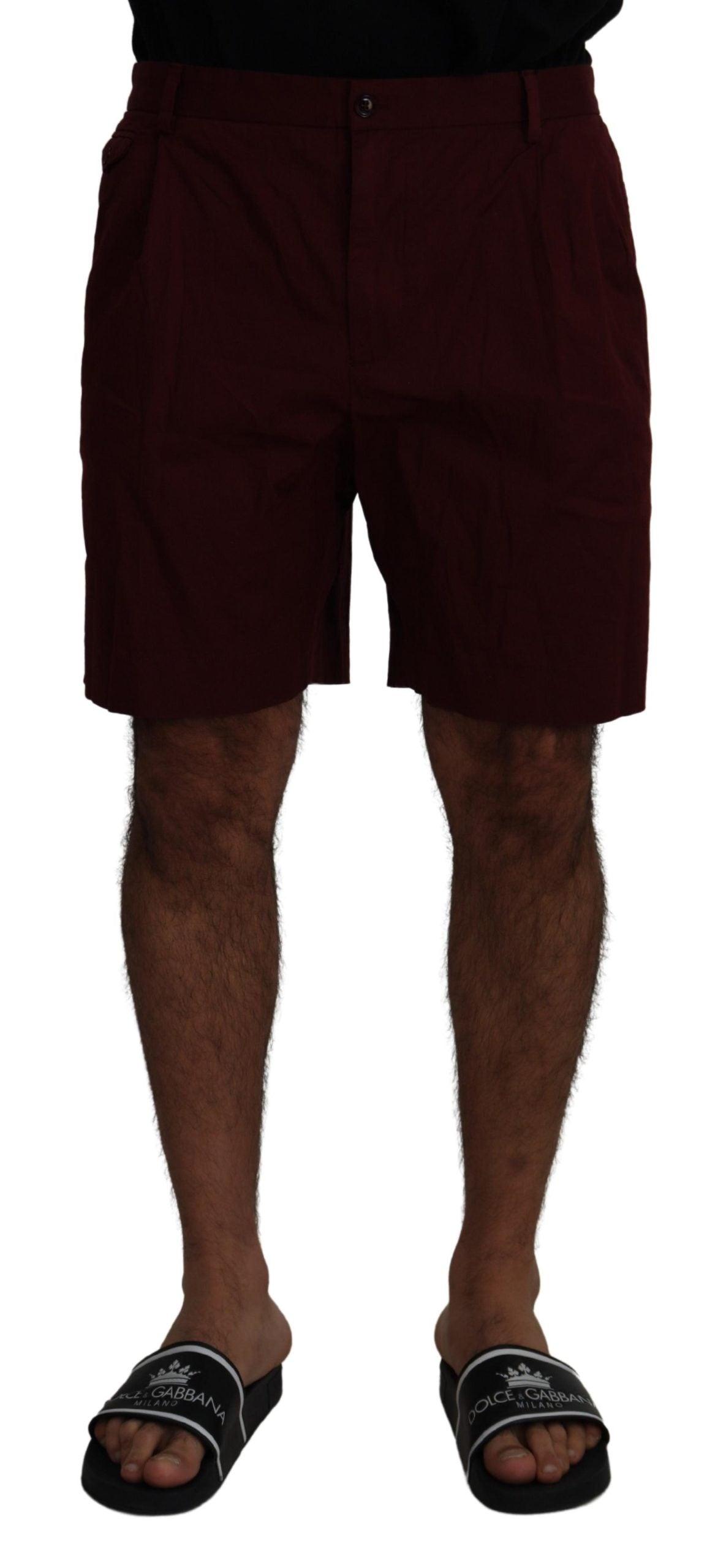 Dolce & Gabbana Elegant Maroon Cotton Blend Shorts - Arichezz.store