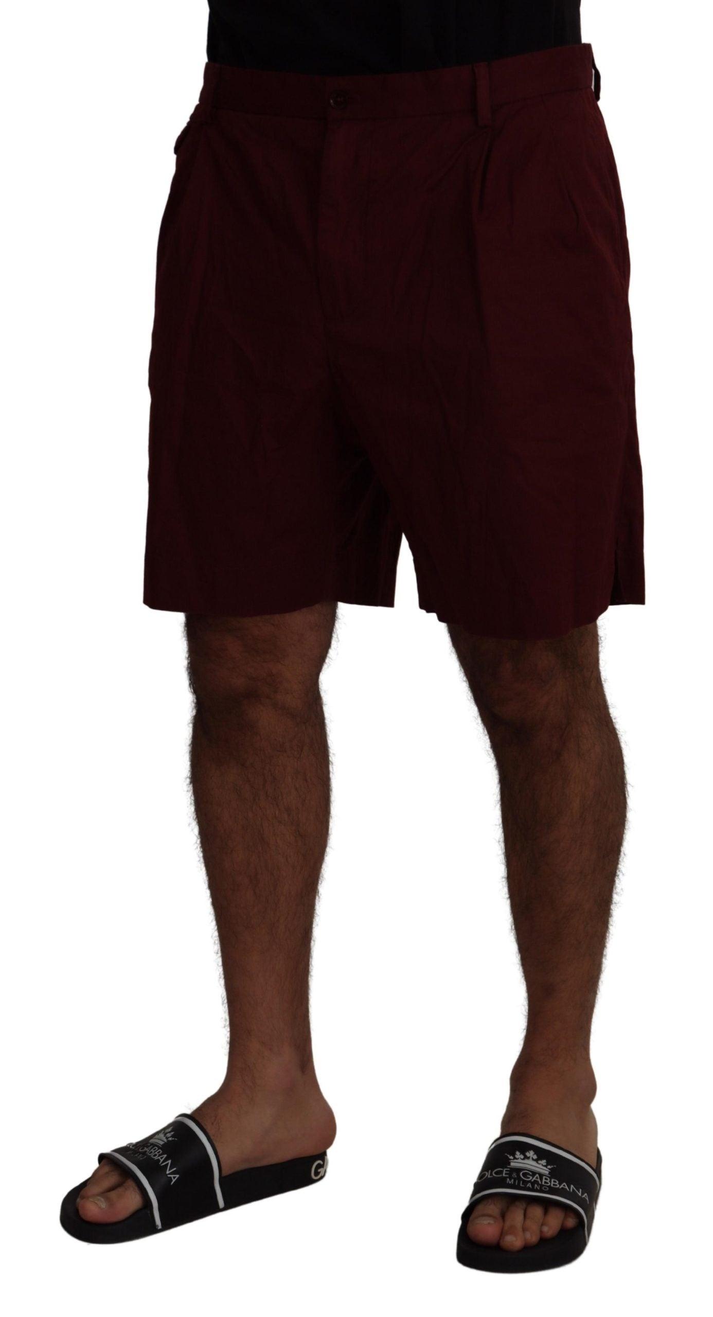 Dolce & Gabbana Elegant Maroon Cotton Blend Shorts - Arichezz.store