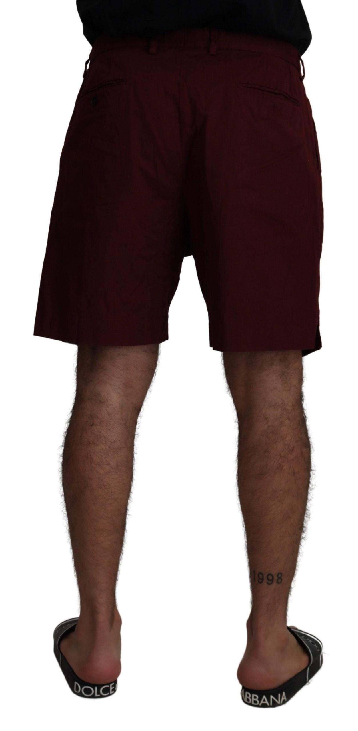 Dolce & Gabbana Elegant Maroon Cotton Blend Shorts - Arichezz.store