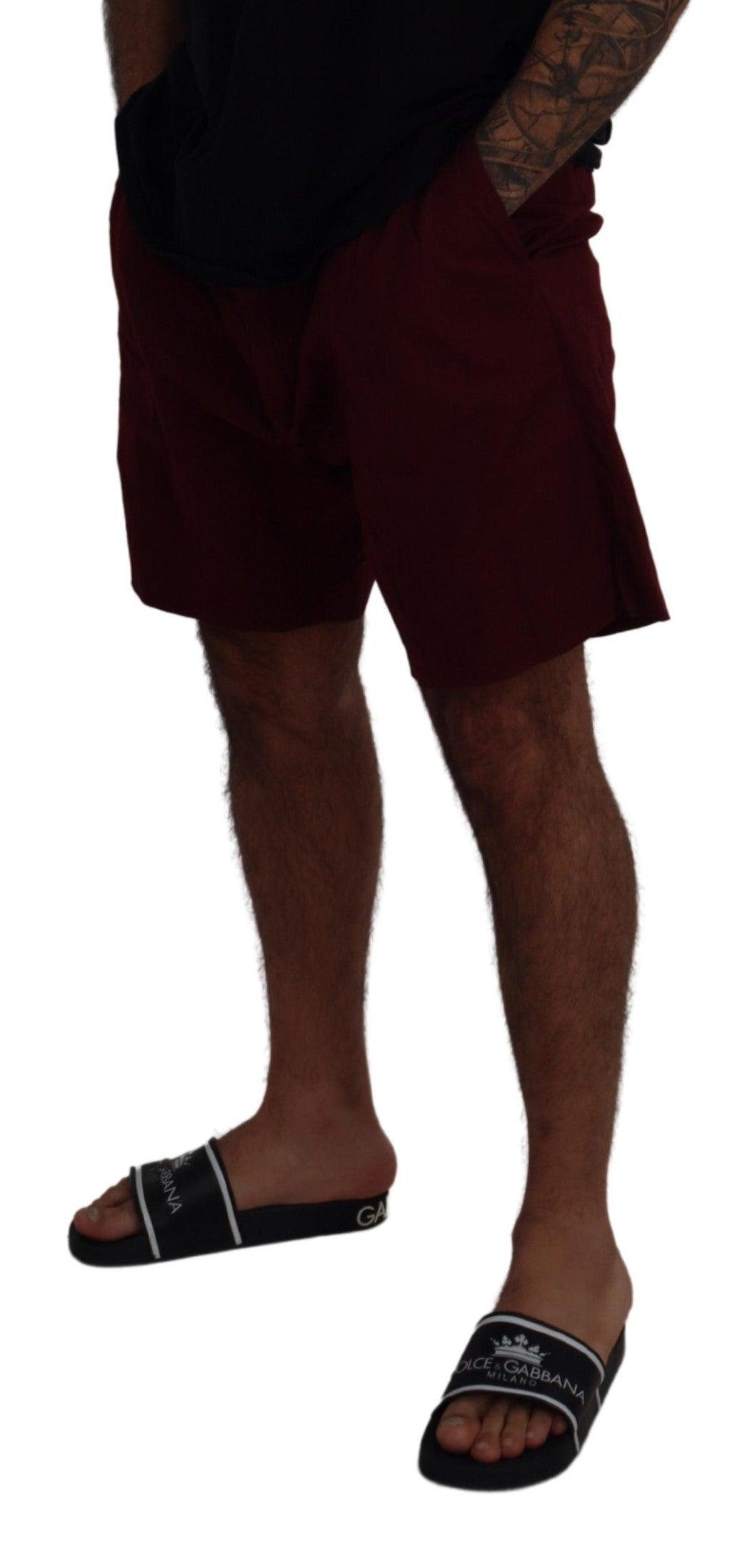 Dolce & Gabbana Elegant Maroon Cotton Blend Shorts - Arichezz.store