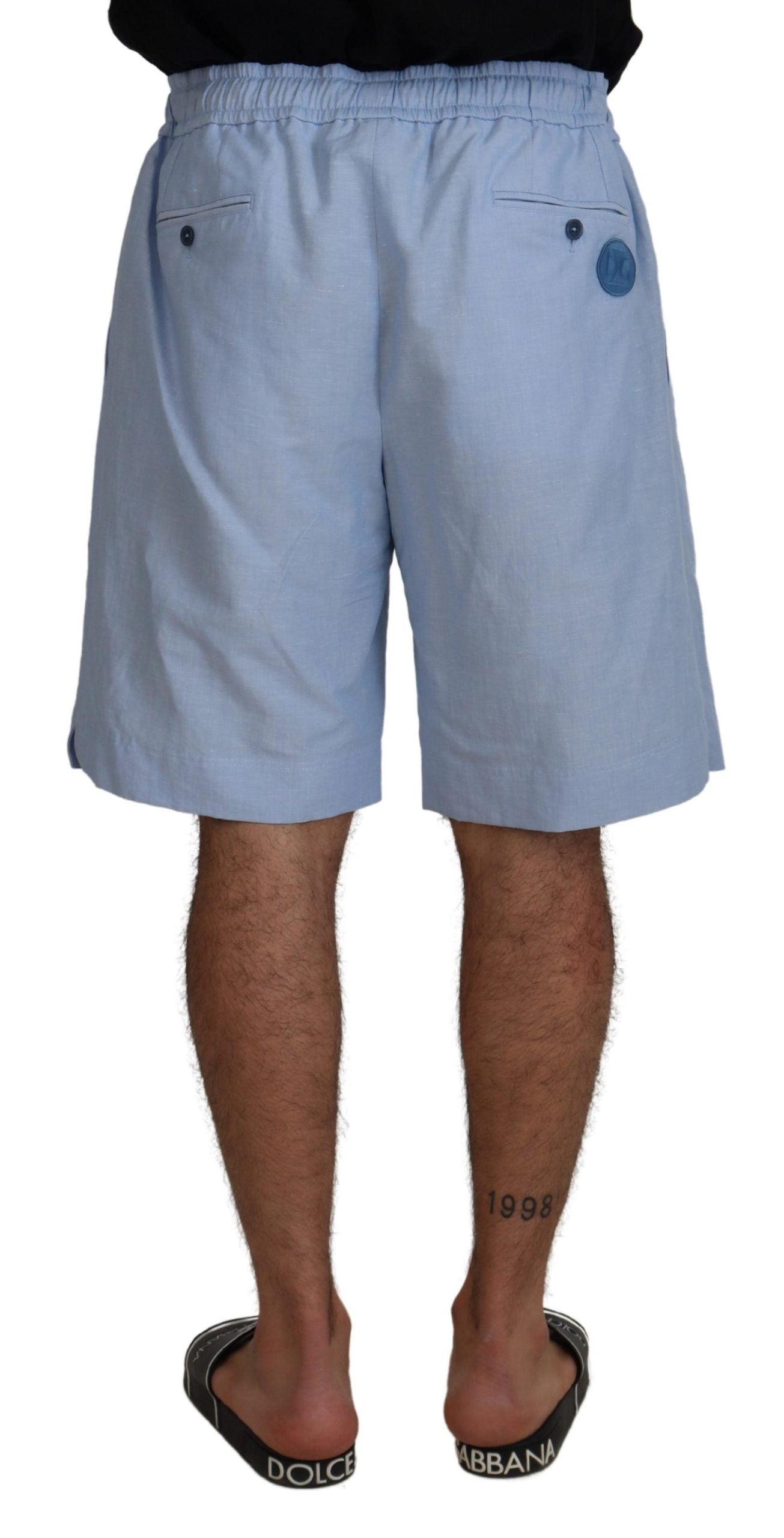 Dolce & Gabbana Elegant Light Blue Linen-Cotton Summer Shorts - Arichezz.store