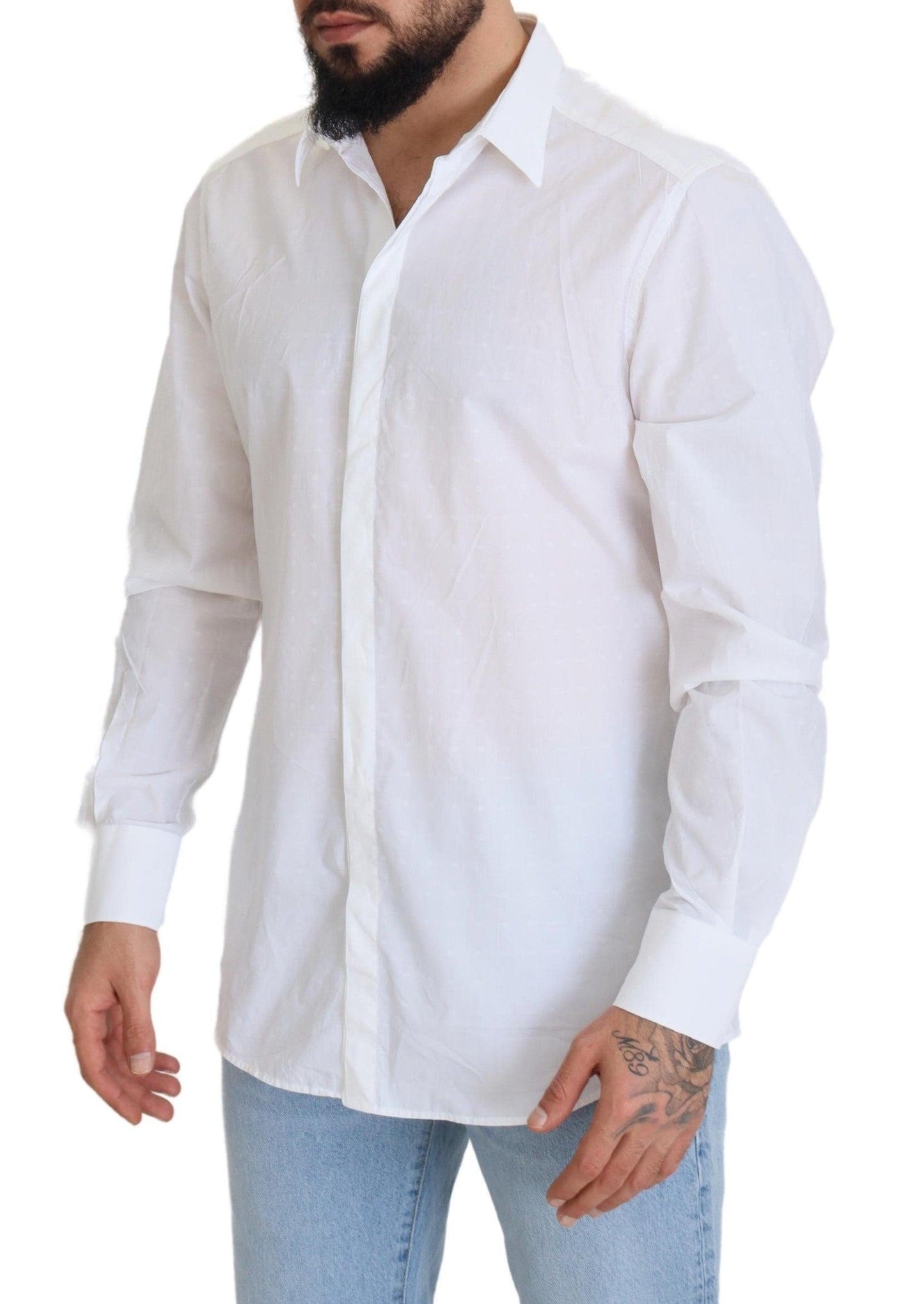 Dolce & Gabbana Elegance Reimagined White Cotton Dress Shirt - Arichezz.store