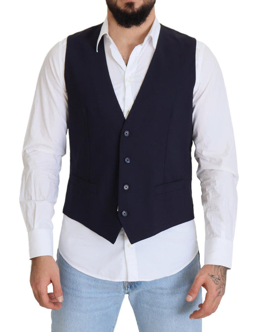 Dolce & Gabbana Elegant Dark Blue Formal Dress Vest - Arichezz.store