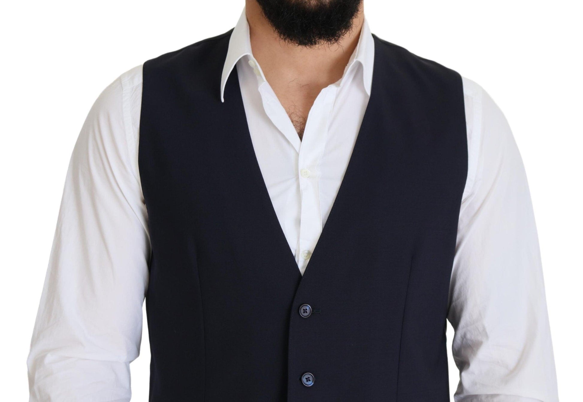 Dolce & Gabbana Elegant Dark Blue Formal Dress Vest - Arichezz.store