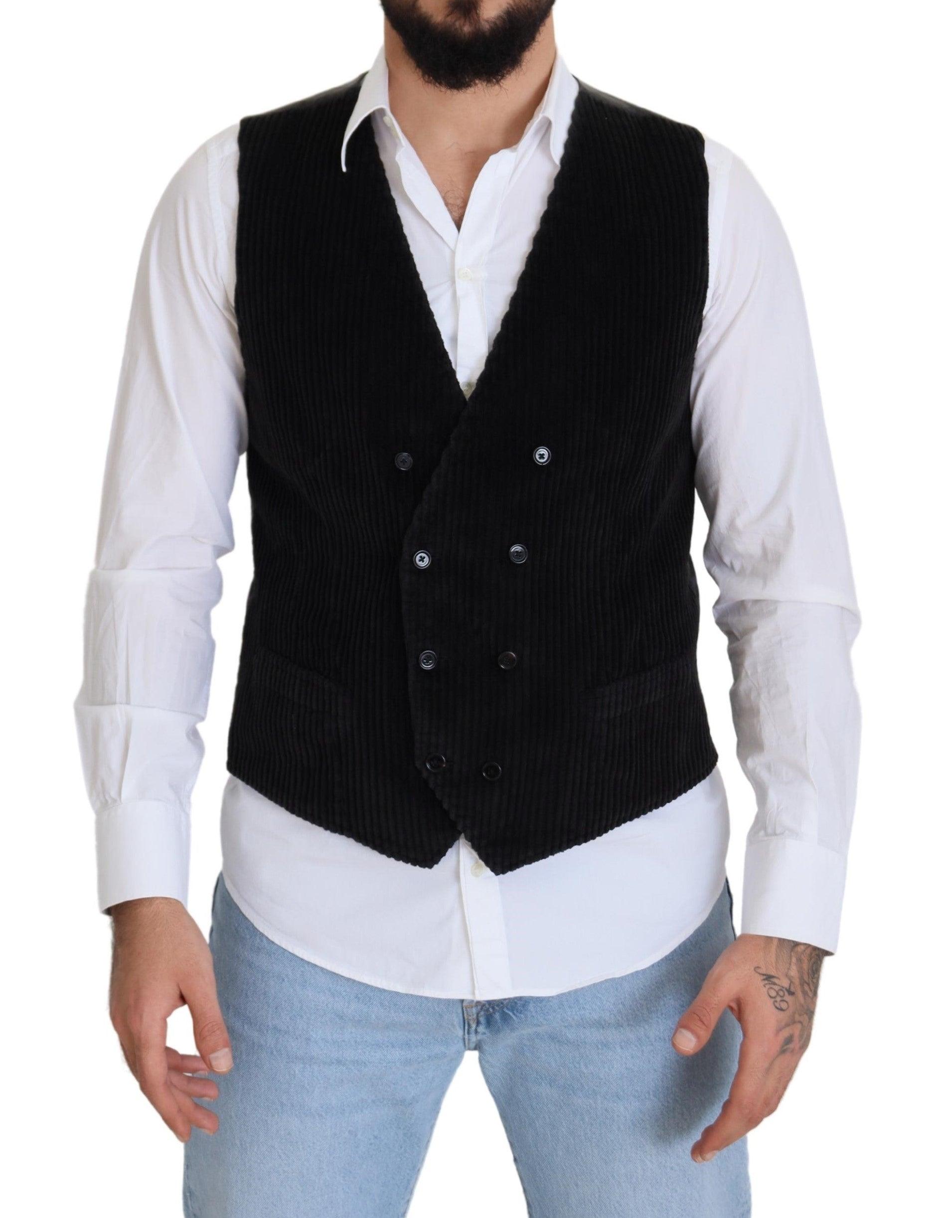 Dolce & Gabbana Elegant Black Double Breasted Dress Vest - Arichezz.store