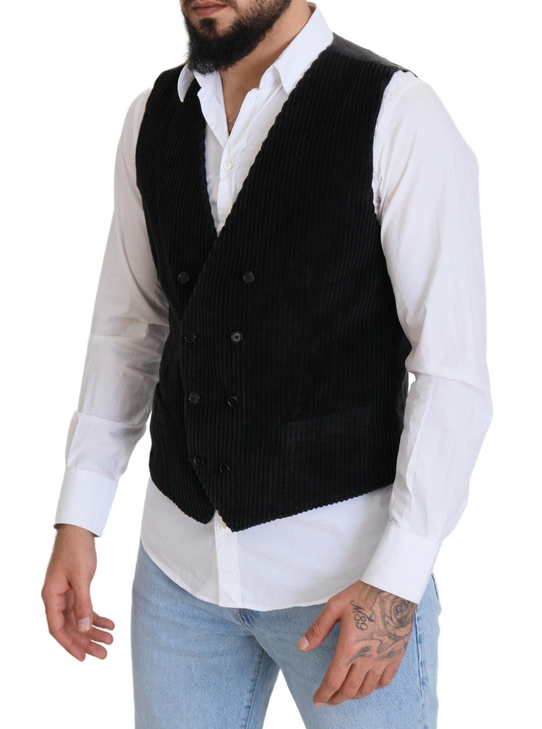 Dolce & Gabbana Elegant Black Double Breasted Dress Vest - Arichezz.store