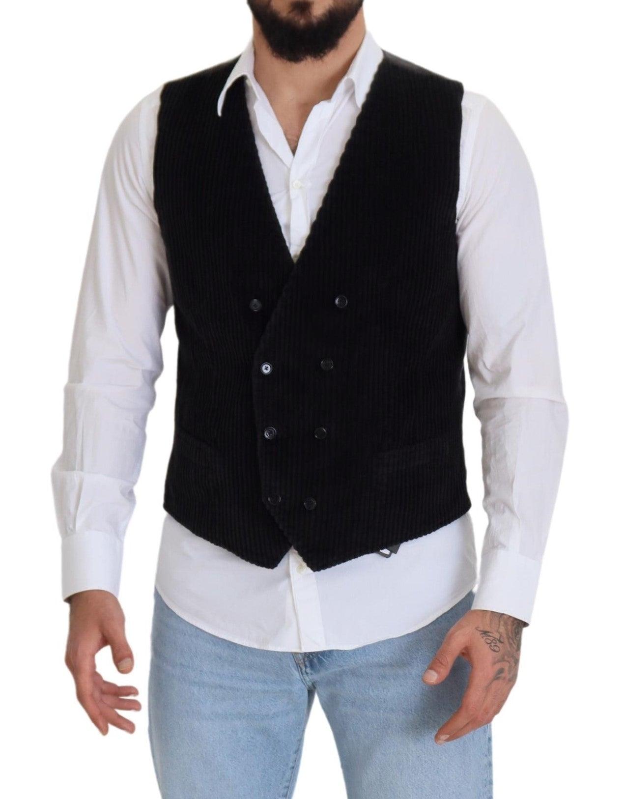 Dolce & Gabbana Elegant Black Double Breasted Dress Vest - Arichezz.store