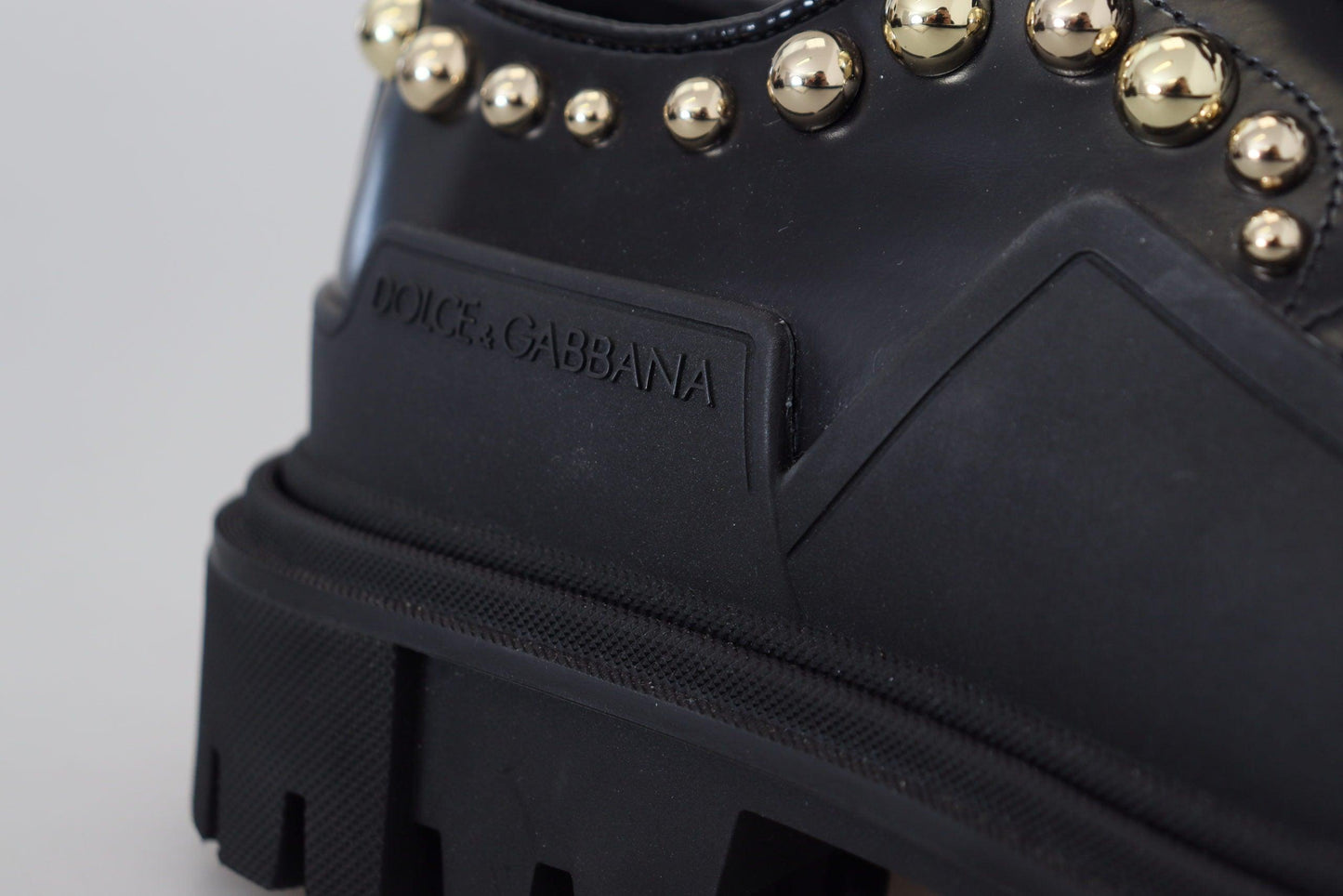 Dolce & Gabbana Timeless Black Leather Derby Flats with Glam Accents - Arichezz.store