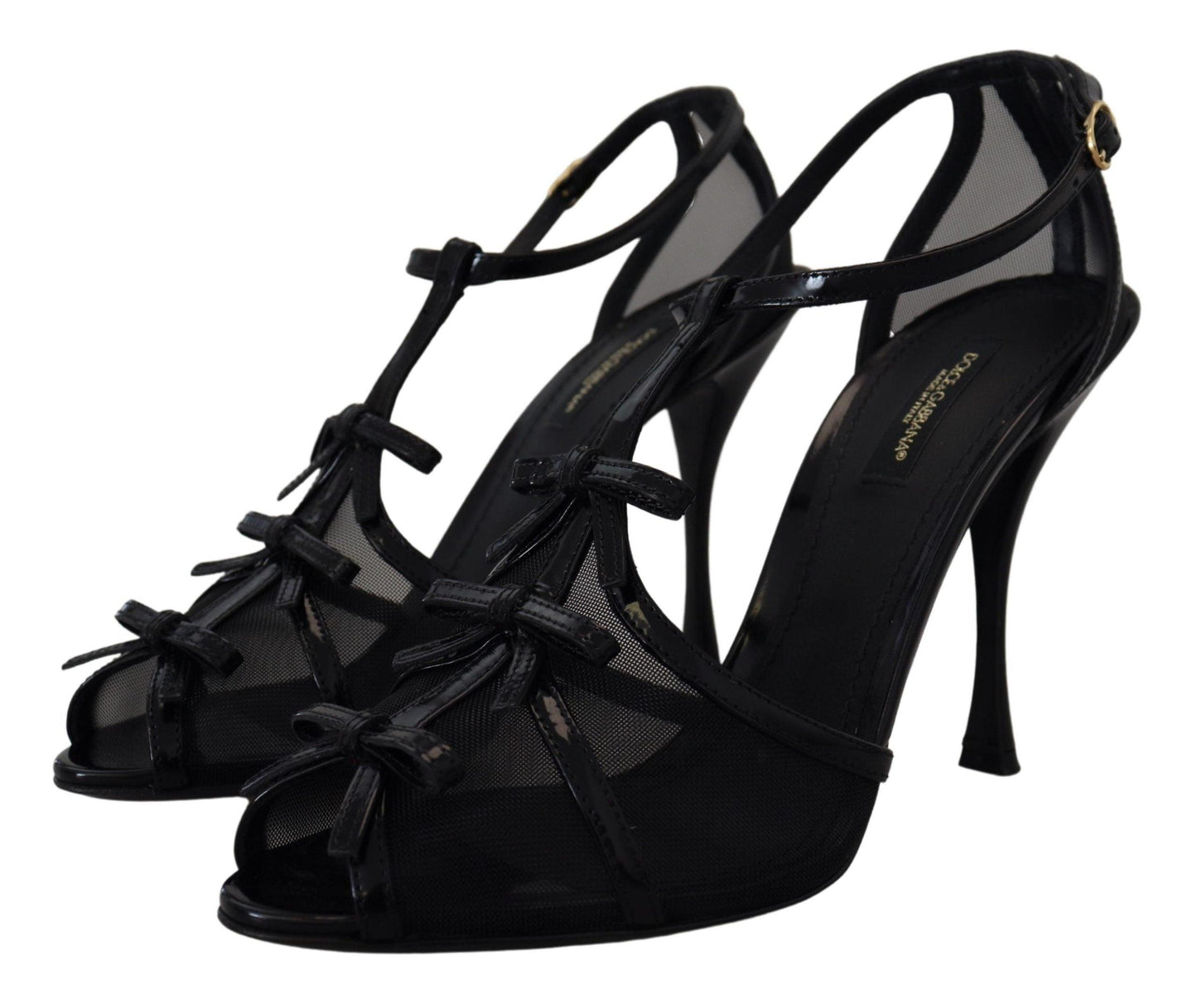 Dolce & Gabbana Elegant Black Stiletto Heeled Sandals - Arichezz.store