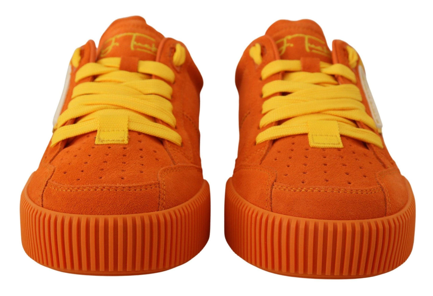 Dolce & Gabbana Chic Orange Suede Lace-Up Sneakers - Arichezz.store