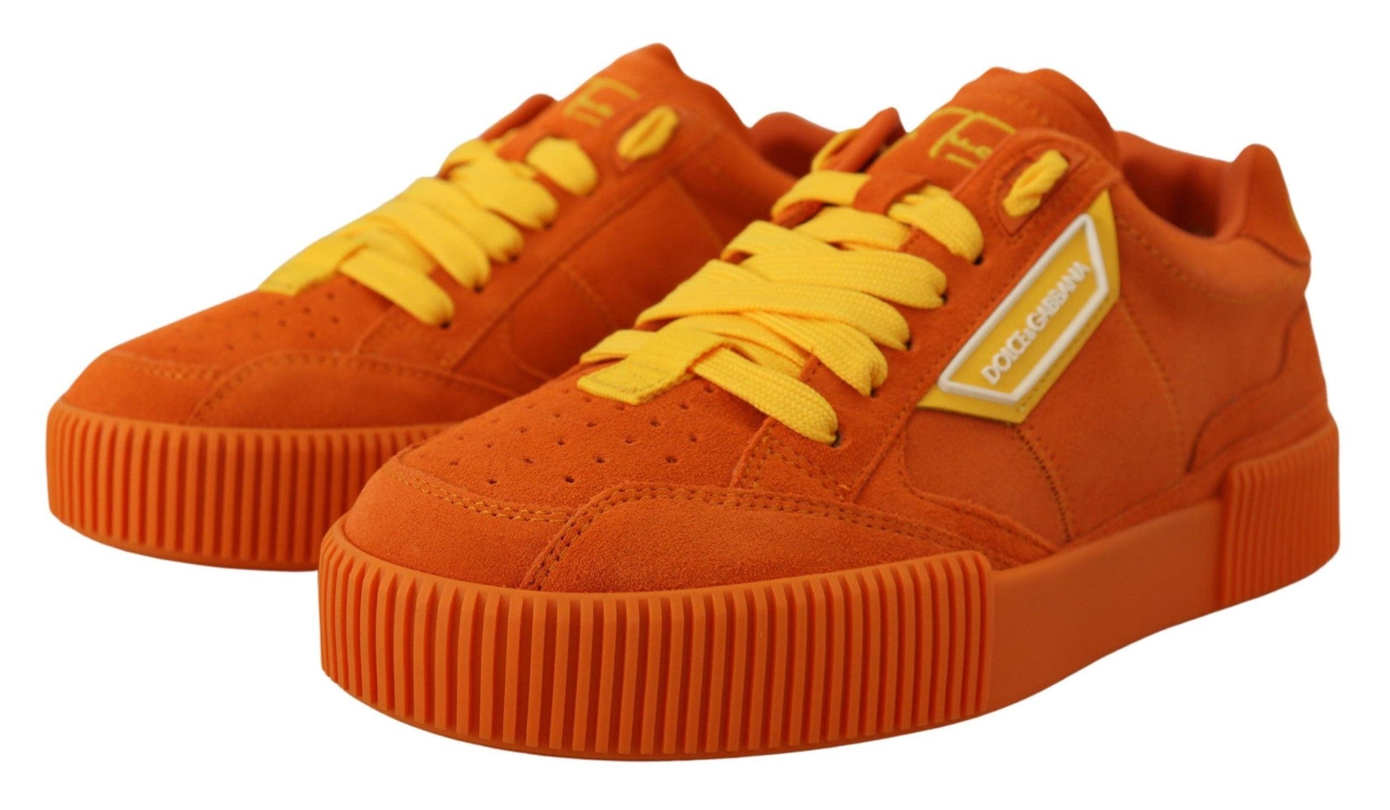 Dolce & Gabbana Chic Orange Suede Lace-Up Sneakers - Arichezz.store