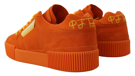 Dolce & Gabbana Chic Orange Suede Lace-Up Sneakers - Arichezz.store