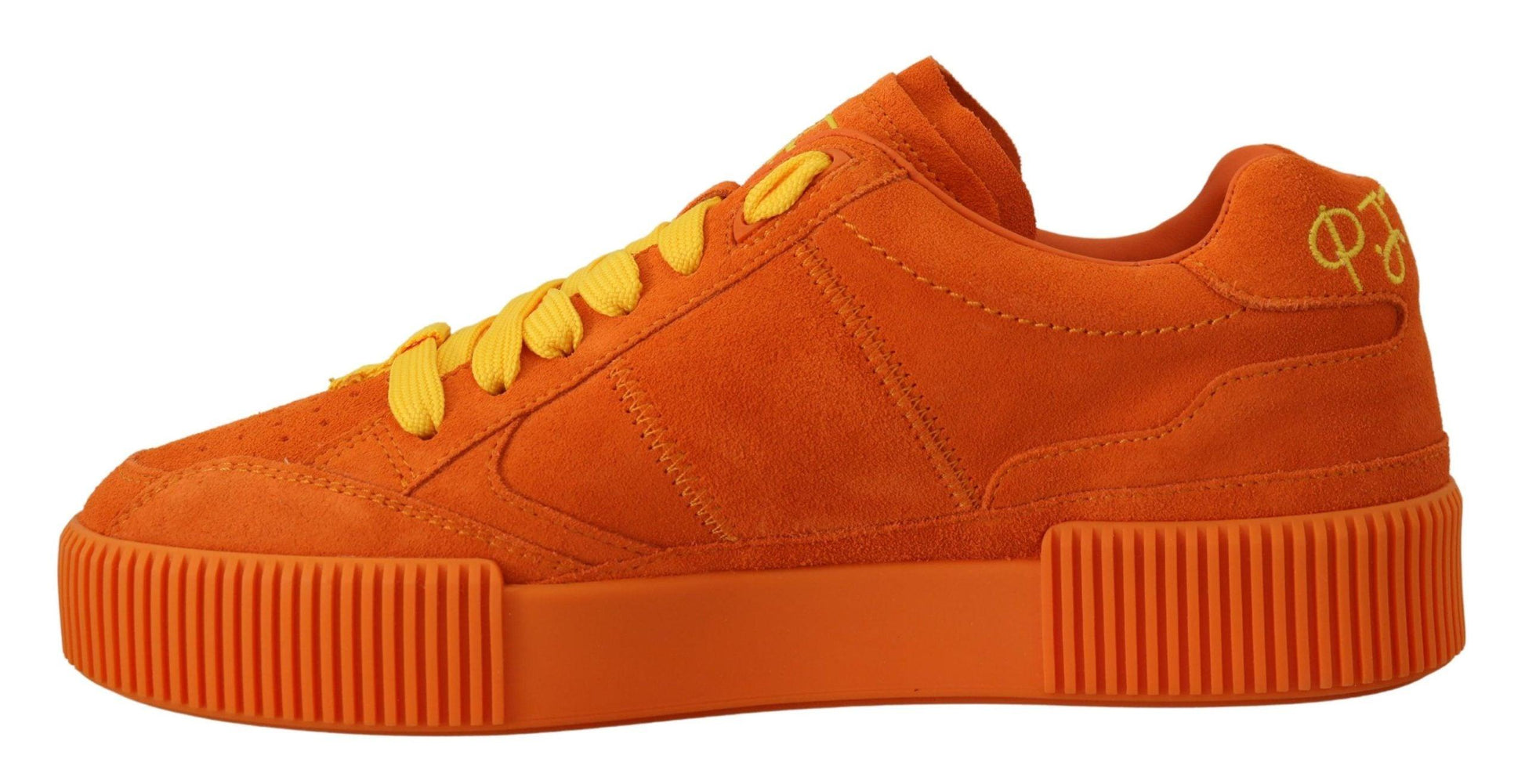 Dolce & Gabbana Chic Orange Suede Lace-Up Sneakers - Arichezz.store