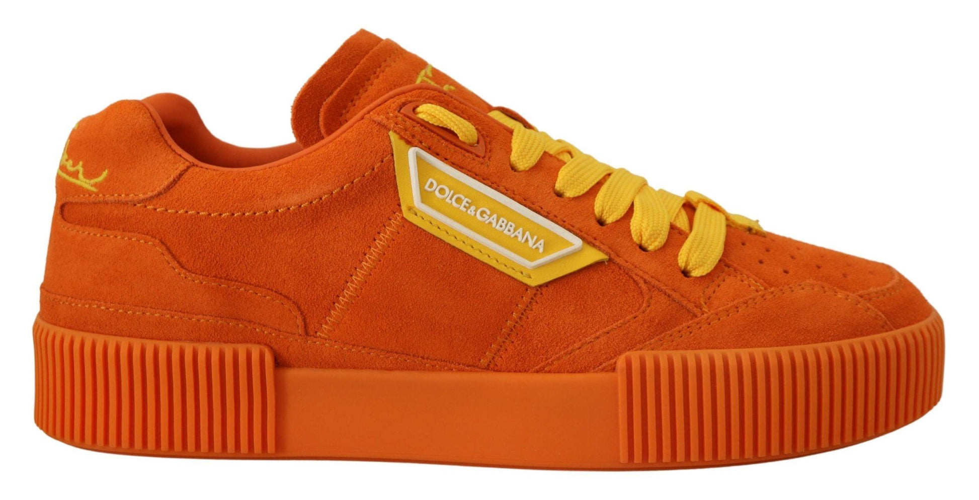 Dolce & Gabbana Chic Orange Suede Lace-Up Sneakers - Arichezz.store