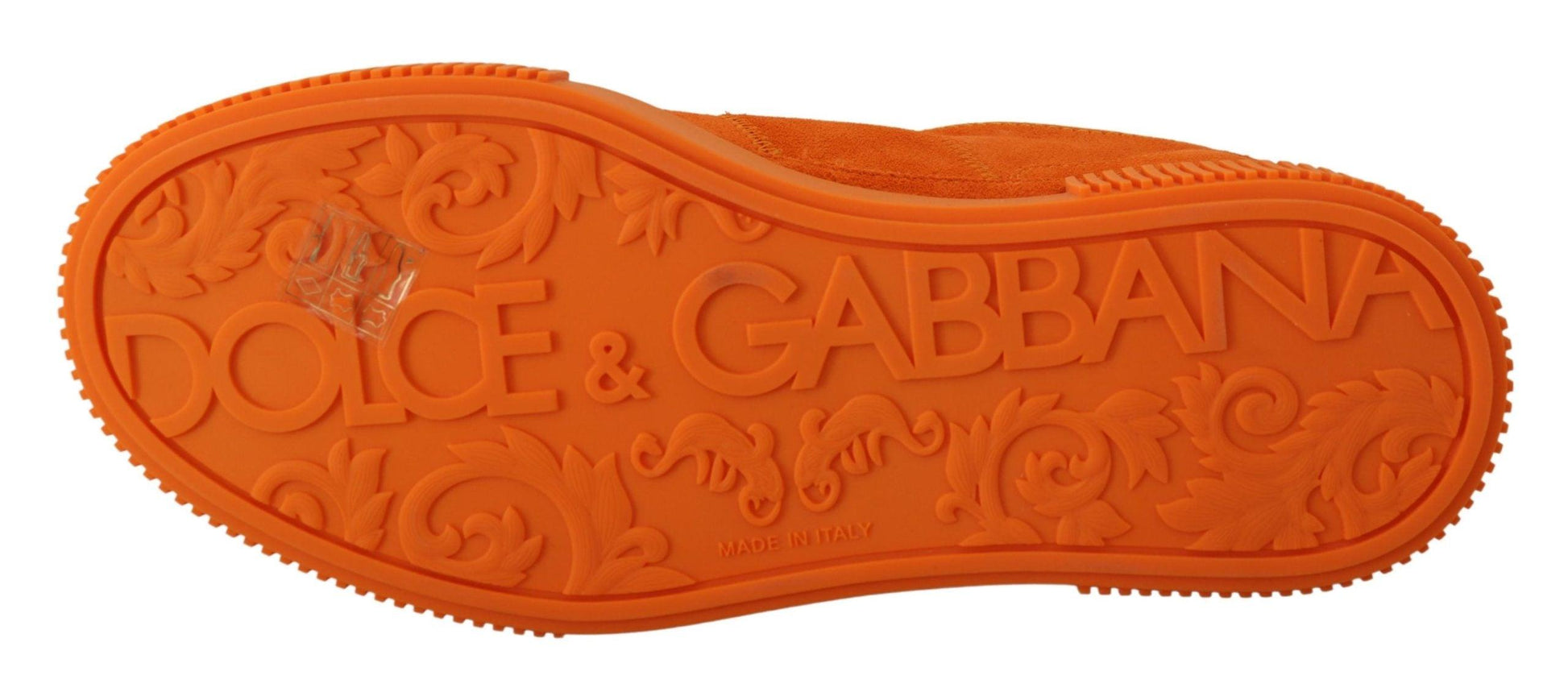 Dolce & Gabbana Chic Orange Suede Lace-Up Sneakers - Arichezz.store