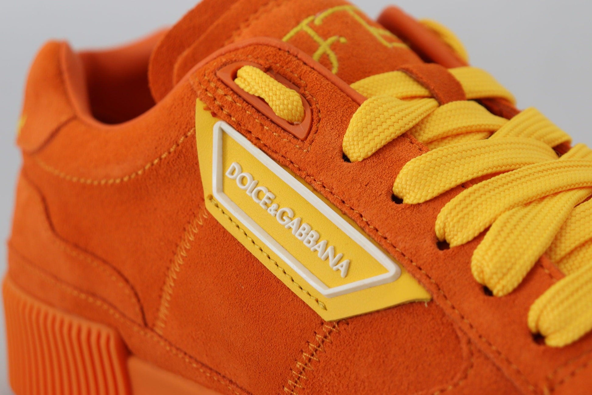 Dolce & Gabbana Chic Orange Suede Lace-Up Sneakers - Arichezz.store