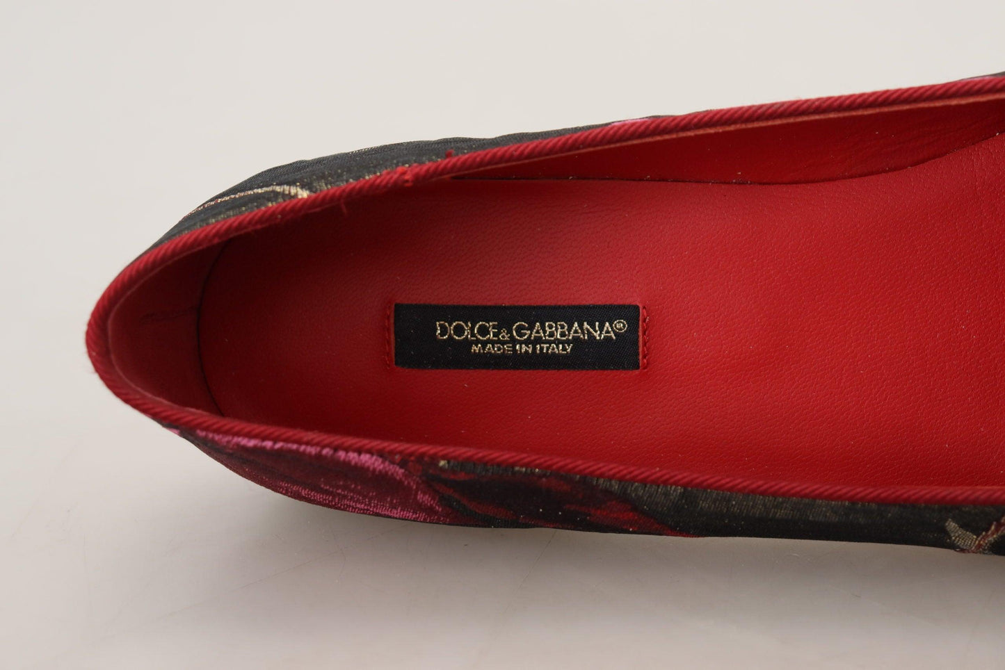 Dolce & Gabbana Multicolor Leather and Fabric Flats with Sacred Heart Patch - Arichezz.store