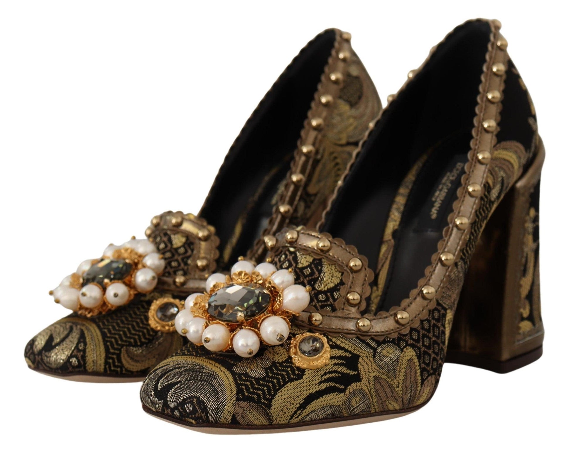 Dolce & Gabbana Elegant Gold Jacquard Brocade Pumps - Arichezz.store