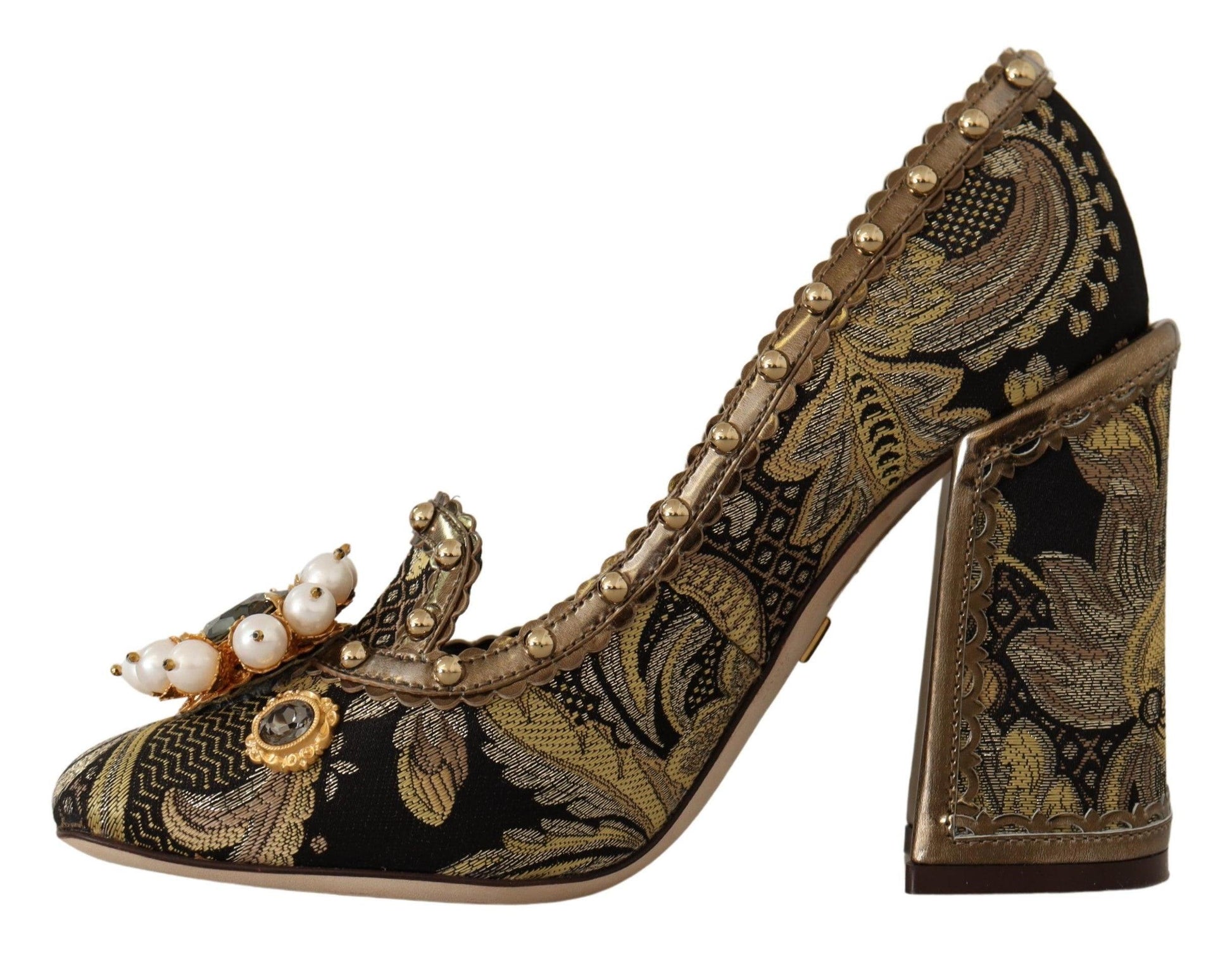 Dolce & Gabbana Elegant Gold Jacquard Brocade Pumps - Arichezz.store