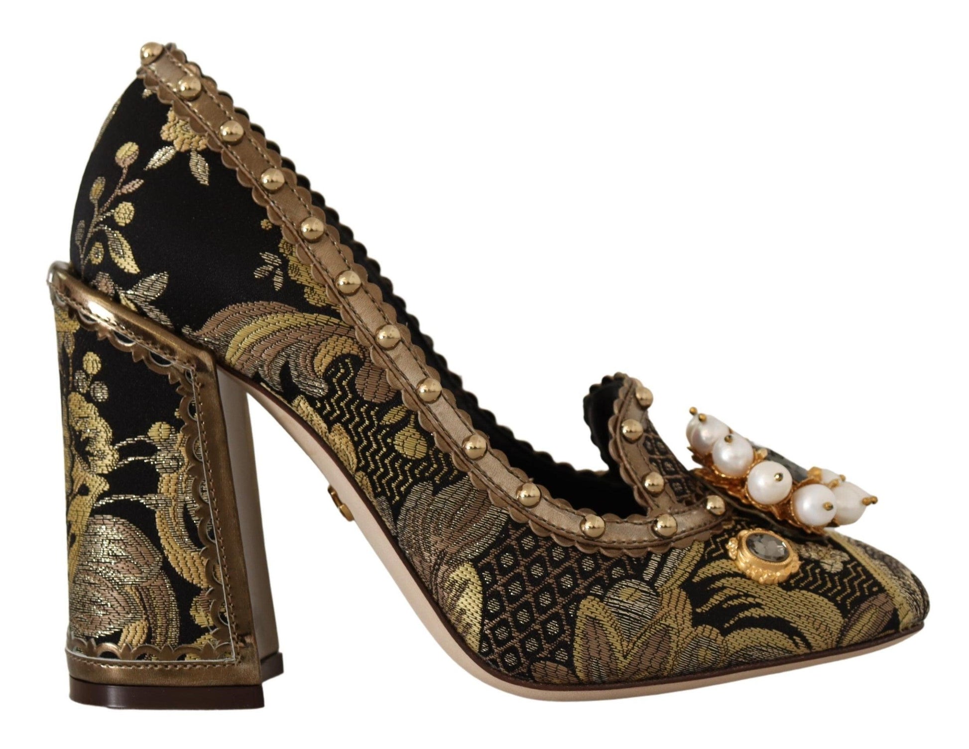 Dolce & Gabbana Elegant Gold Jacquard Brocade Pumps - Arichezz.store