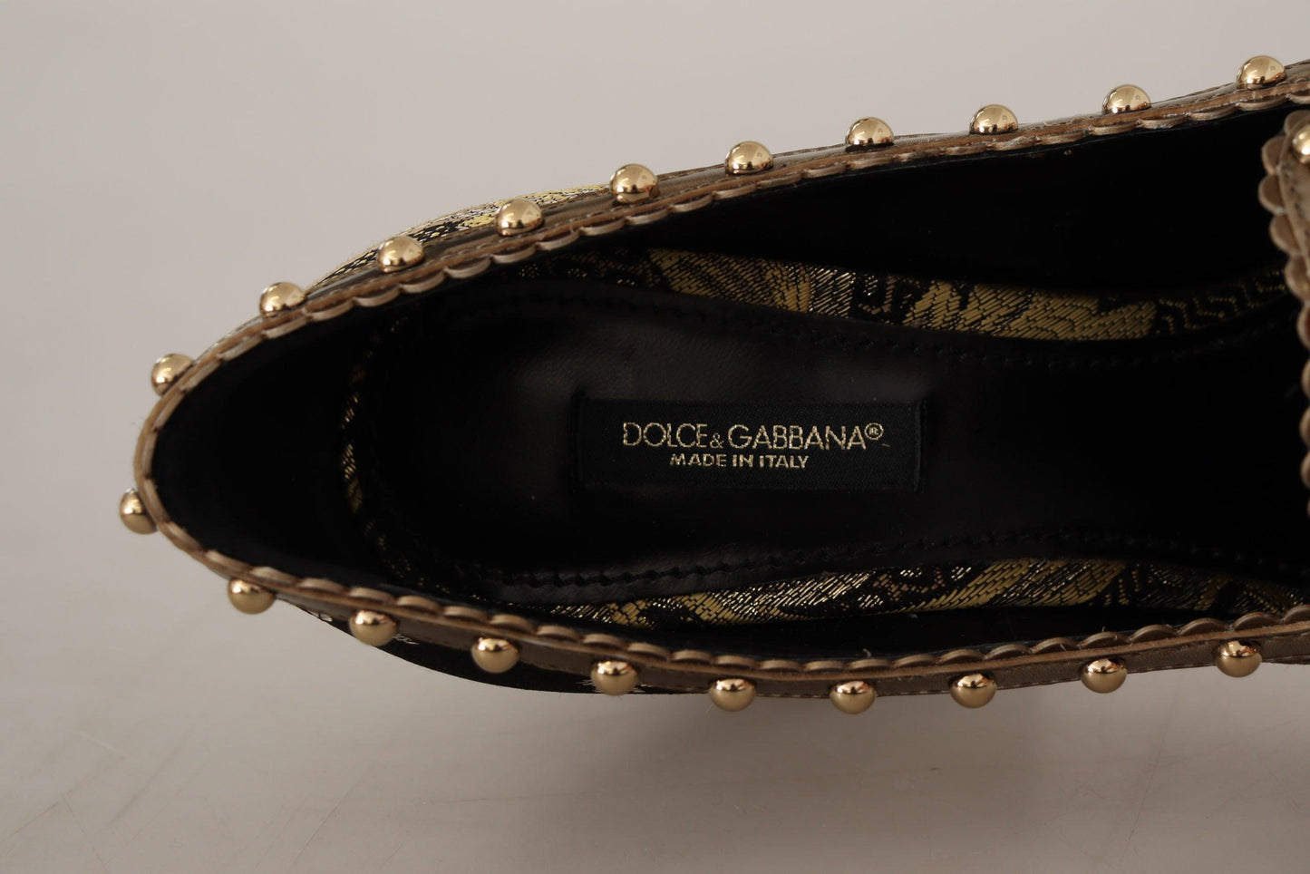 Dolce & Gabbana Elegant Gold Jacquard Brocade Pumps - Arichezz.store