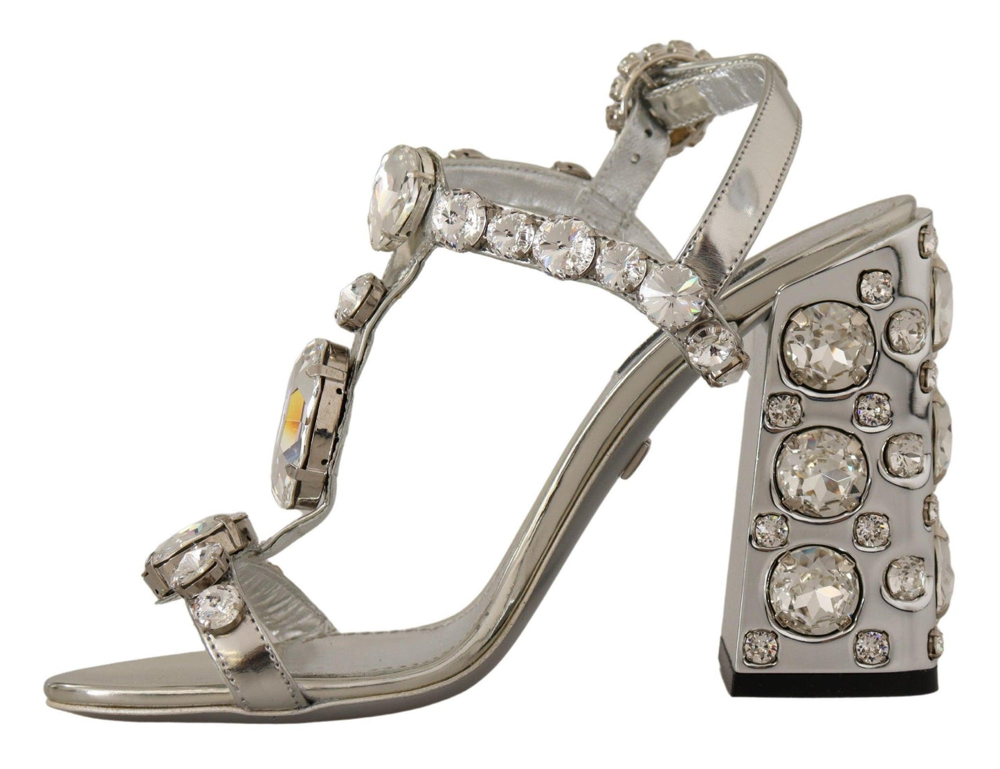 Dolce & Gabbana Crystal-Embellished Silver Leather Pumps - Arichezz.store