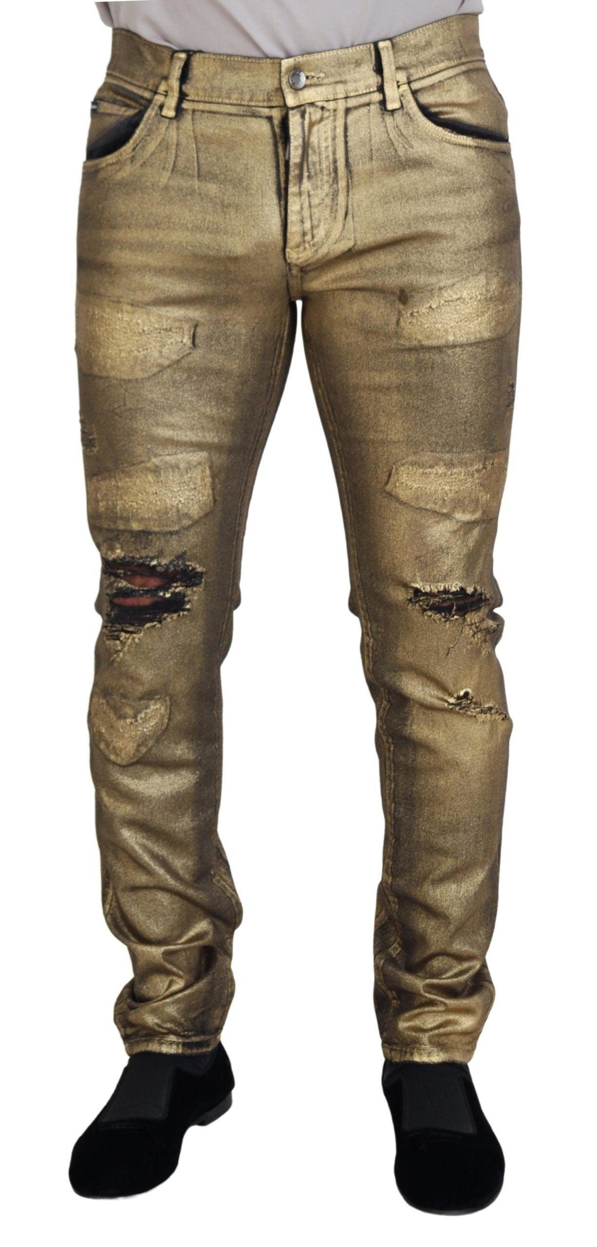 Dolce & Gabbana Elegant Gold Denim Elegance - Arichezz.store