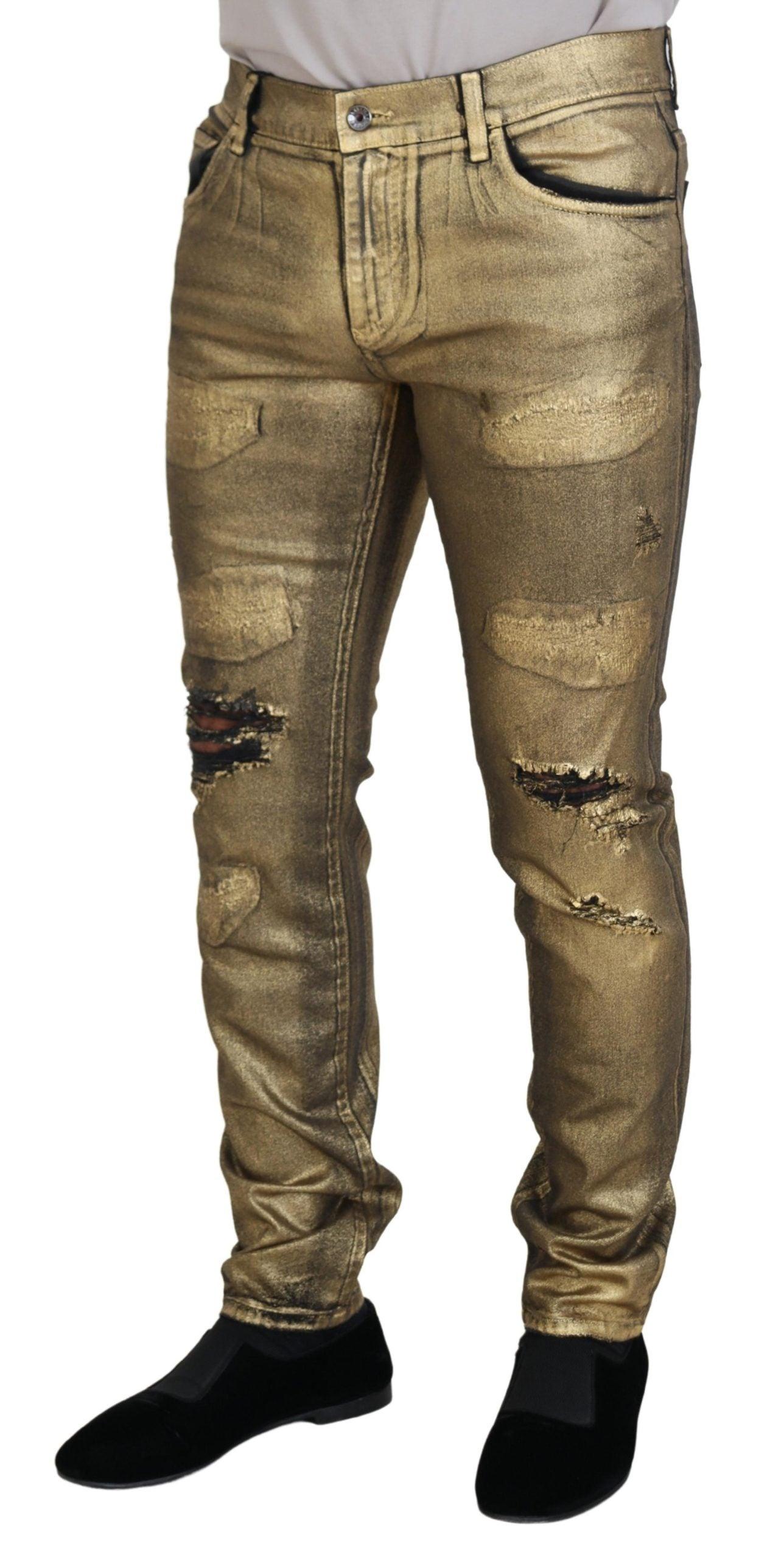 Dolce & Gabbana Elegant Gold Denim Elegance - Arichezz.store