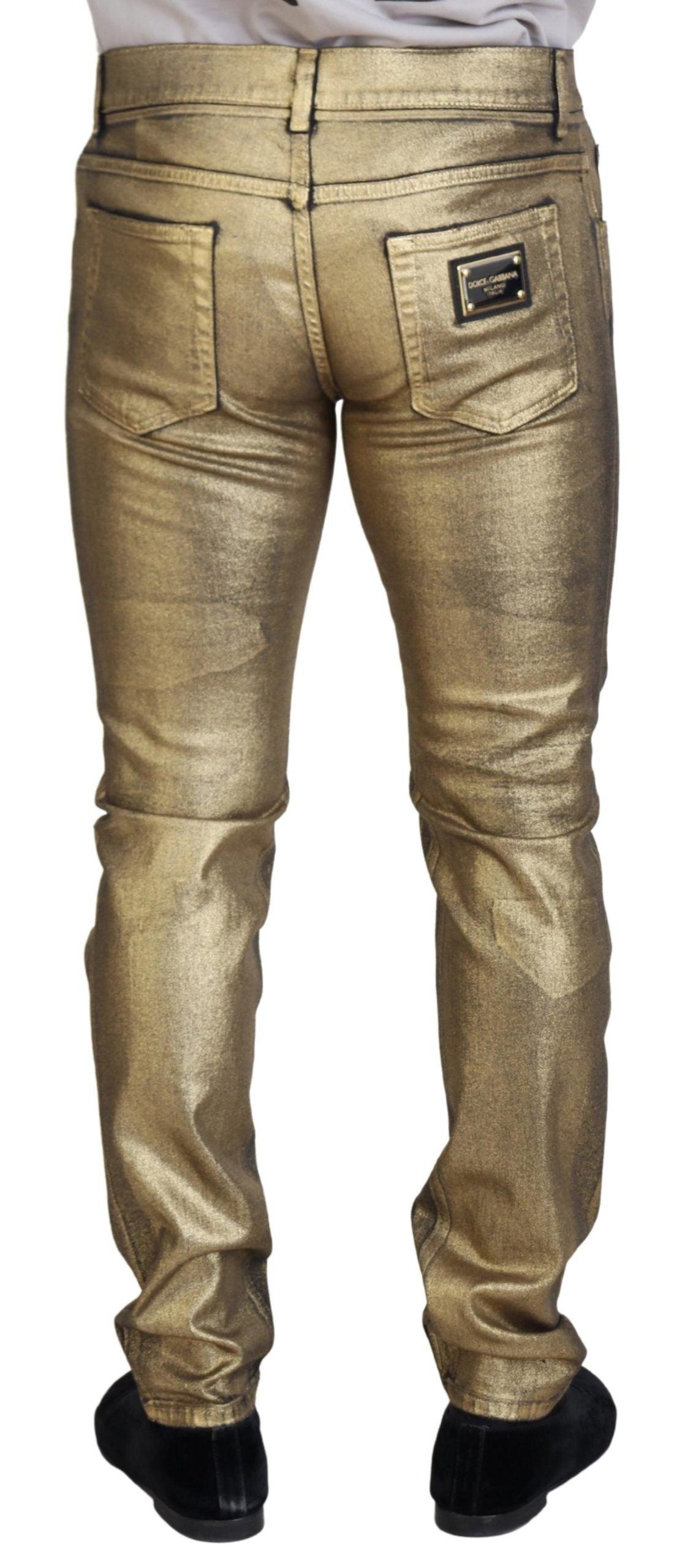 Dolce & Gabbana Elegant Gold Denim Elegance - Arichezz.store