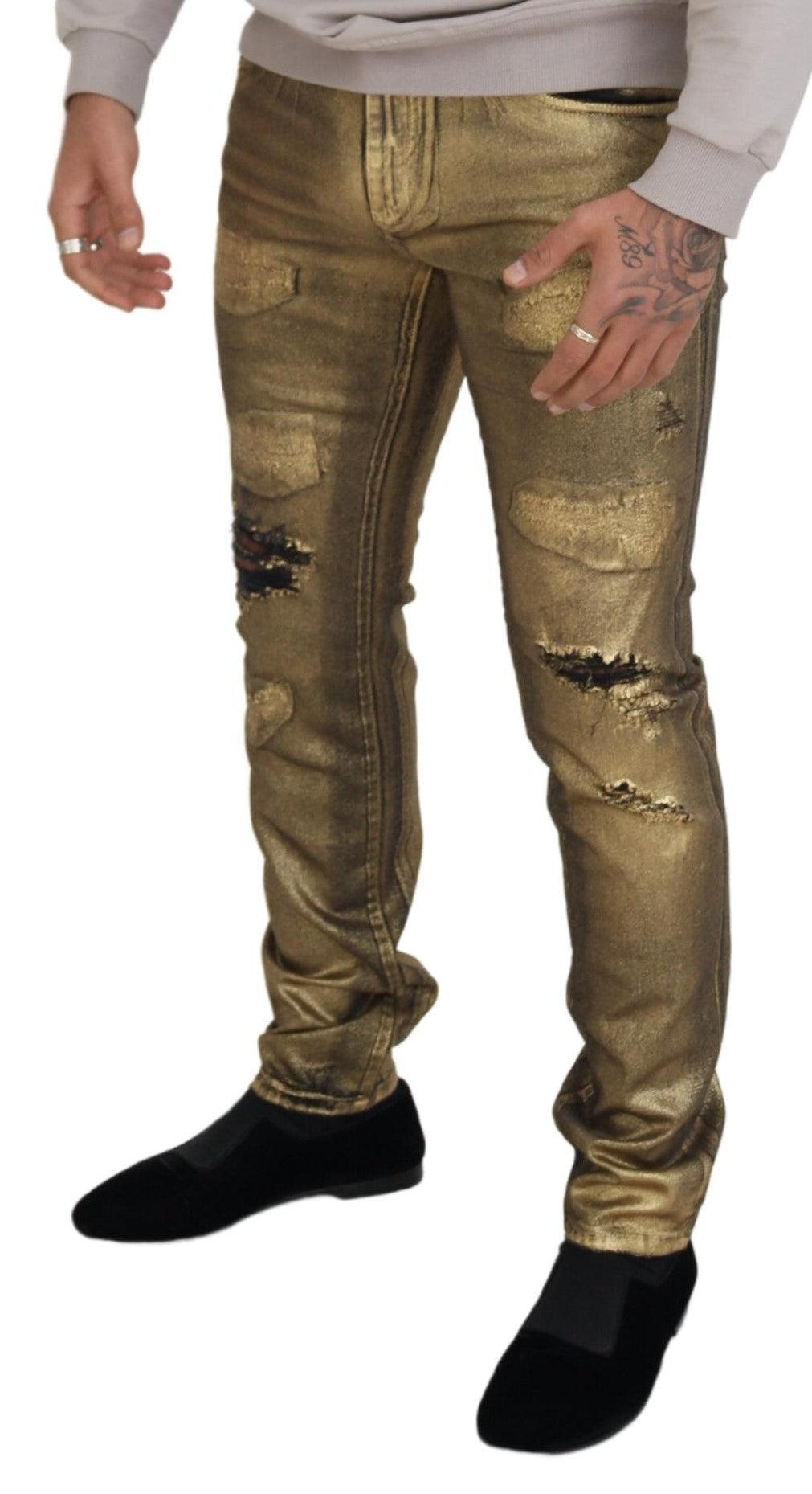 Dolce & Gabbana Elegant Gold Denim Elegance - Arichezz.store