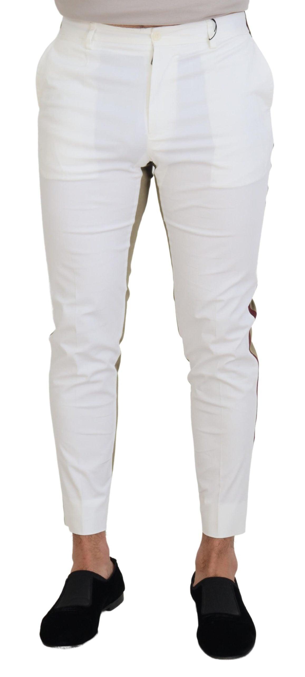 Dolce & Gabbana Two-Tone White & Brown Chic Cotton Pants - Arichezz.store