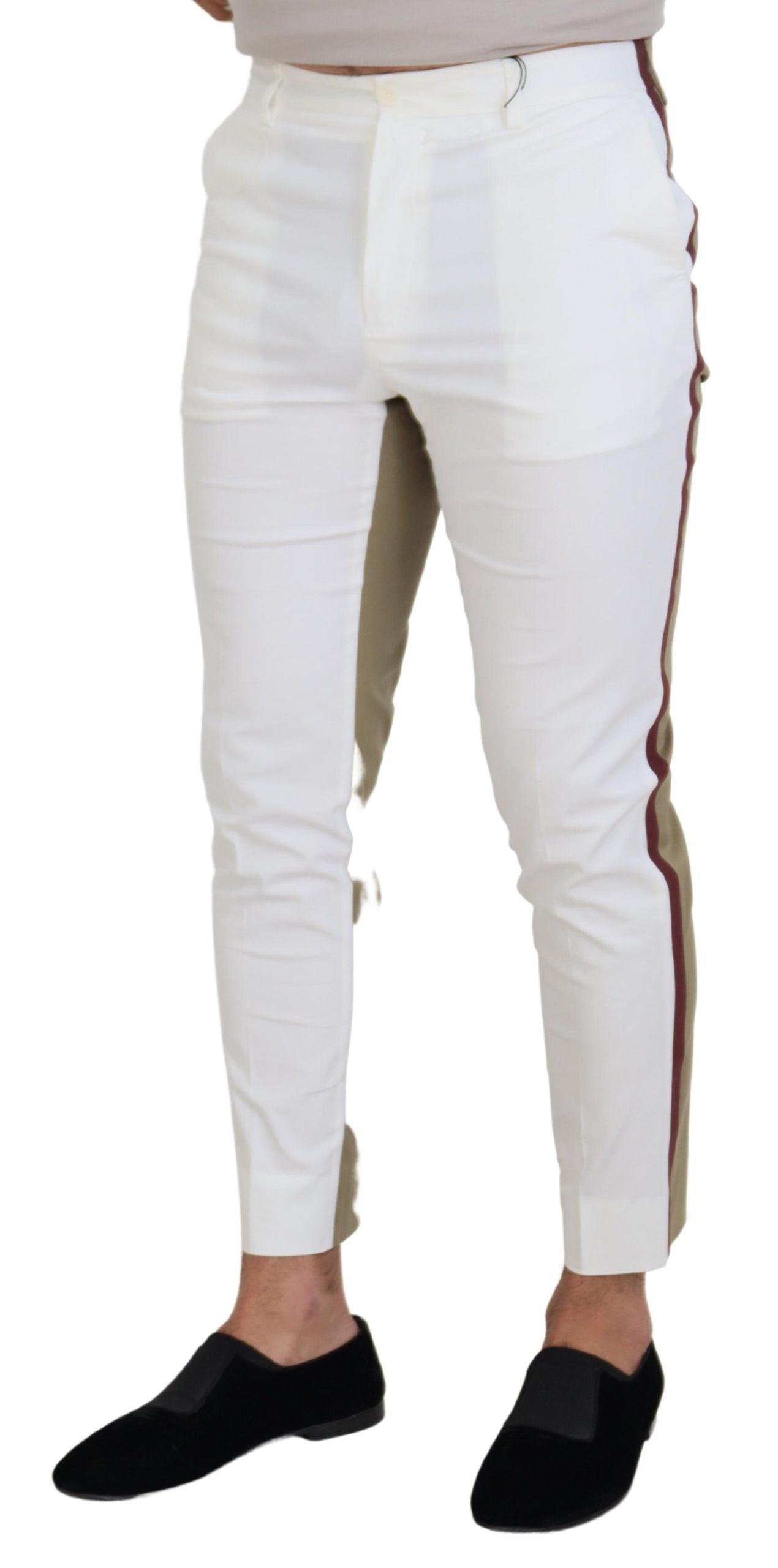 Dolce & Gabbana Two-Tone White & Brown Chic Cotton Pants - Arichezz.store