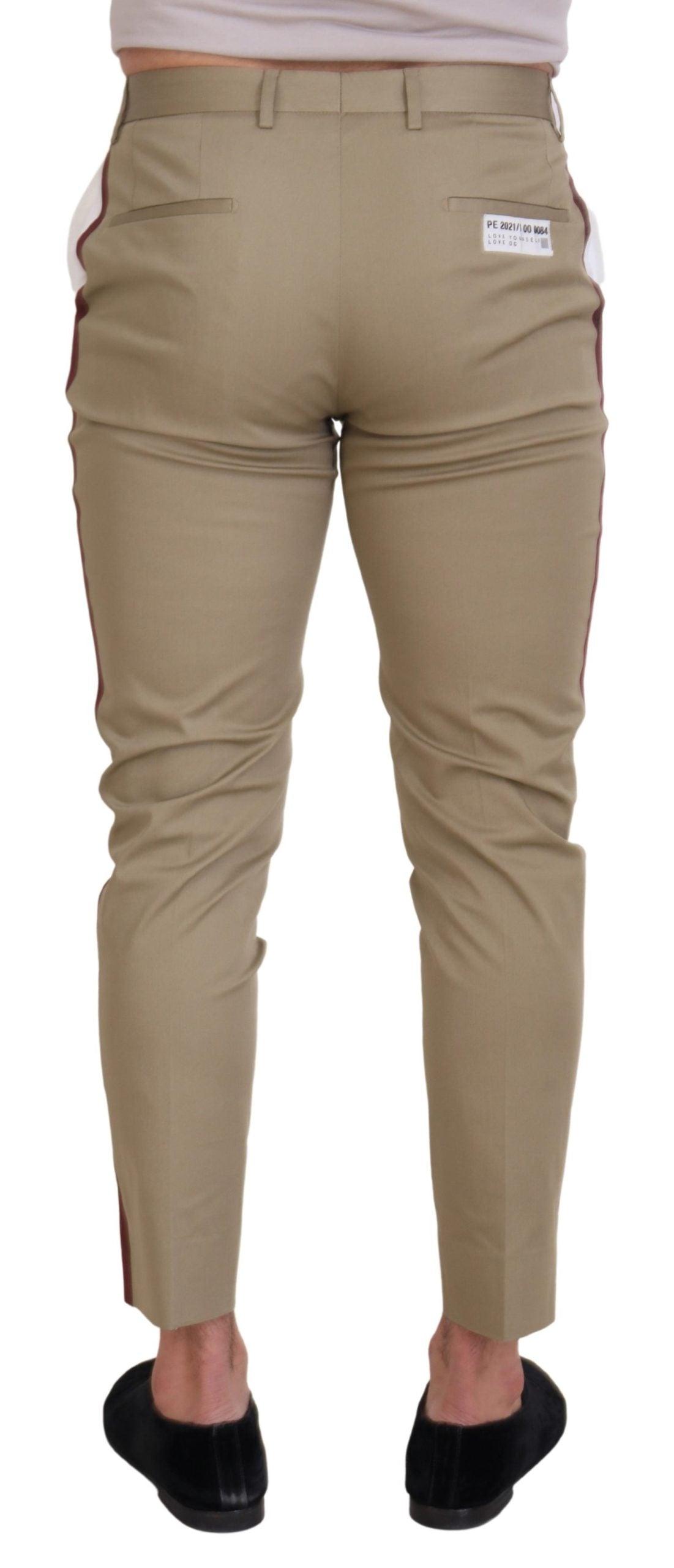 Dolce & Gabbana Two-Tone White & Brown Chic Cotton Pants - Arichezz.store