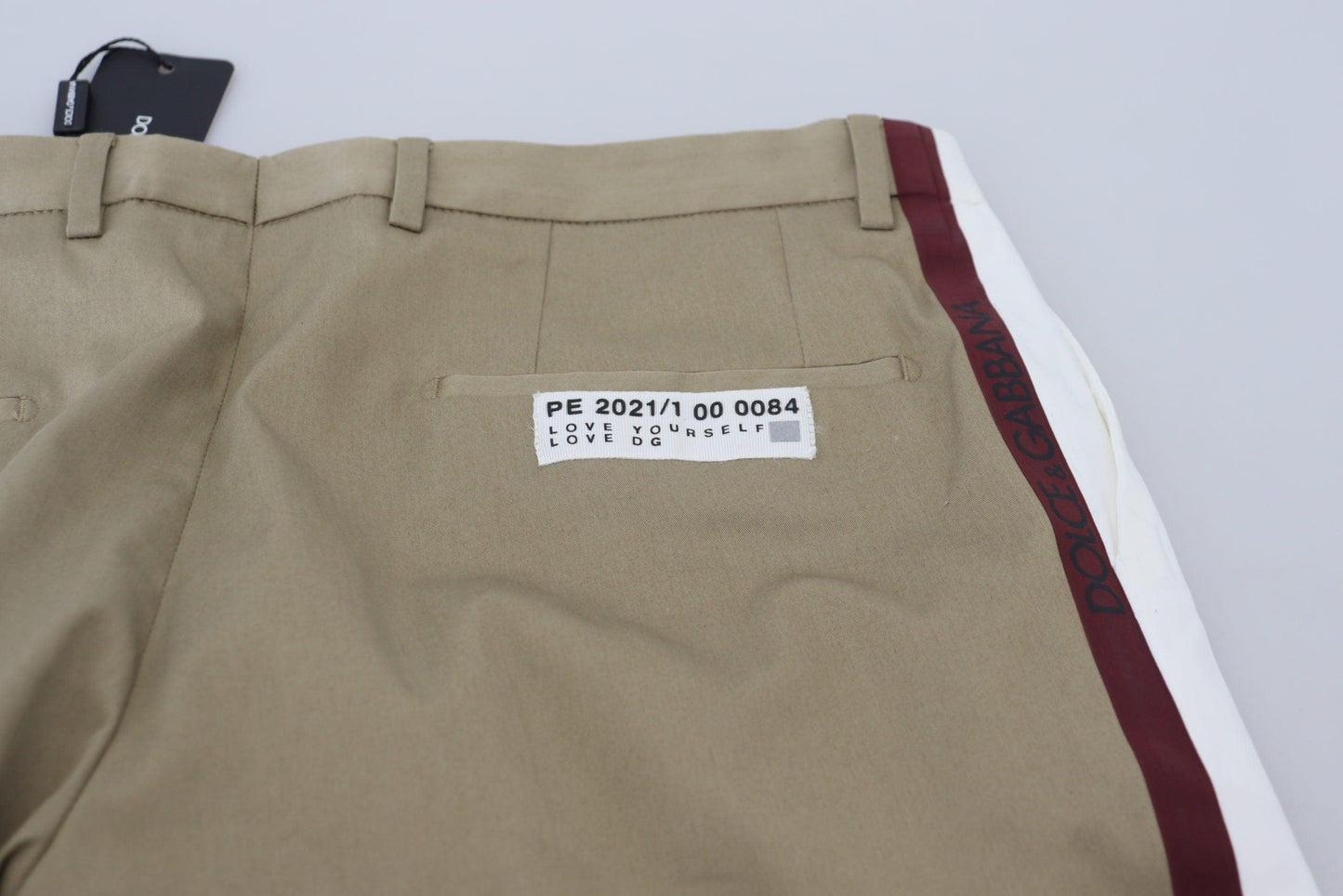 Dolce & Gabbana Two-Tone White & Brown Chic Cotton Pants - Arichezz.store