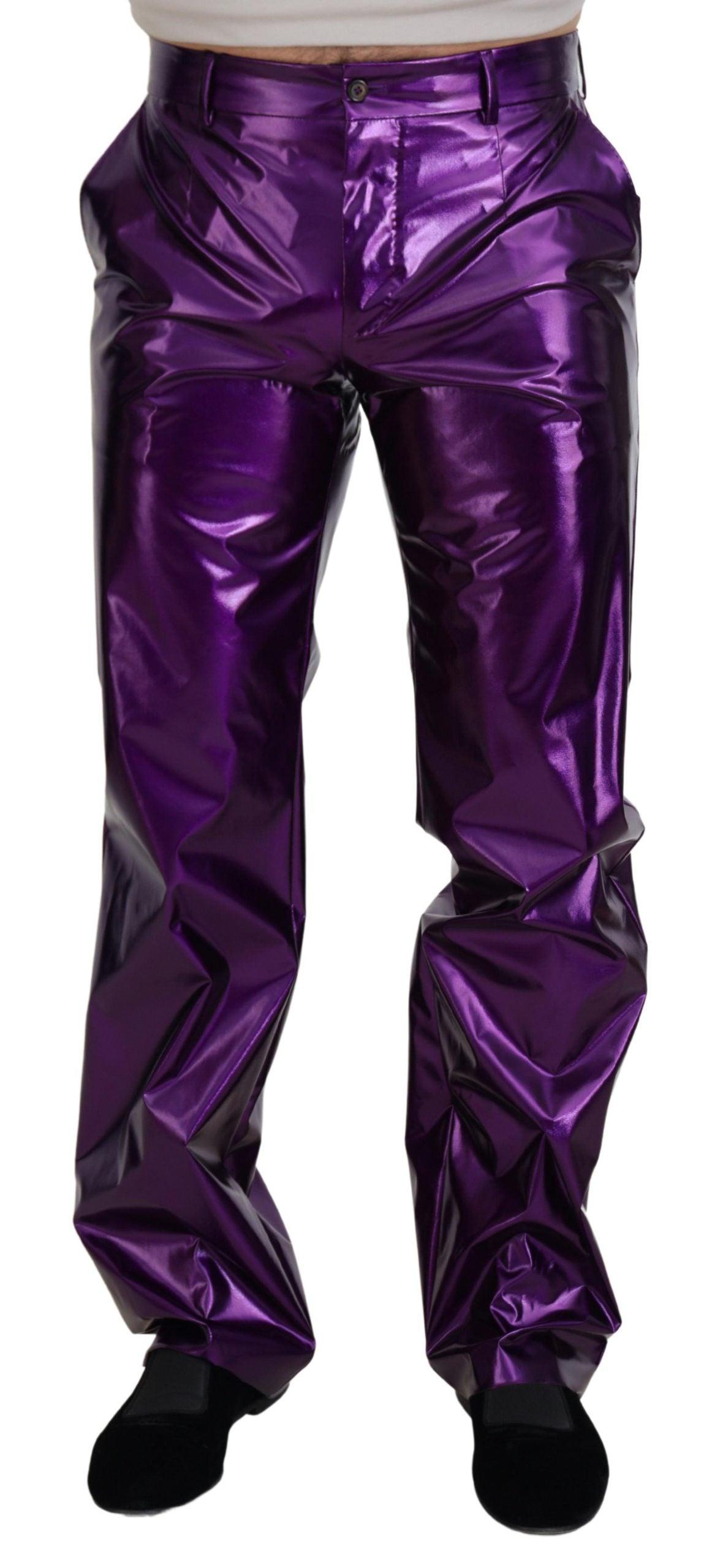 Dolce & Gabbana Elegant Shining Purple Straight Fit Pants - Arichezz.store