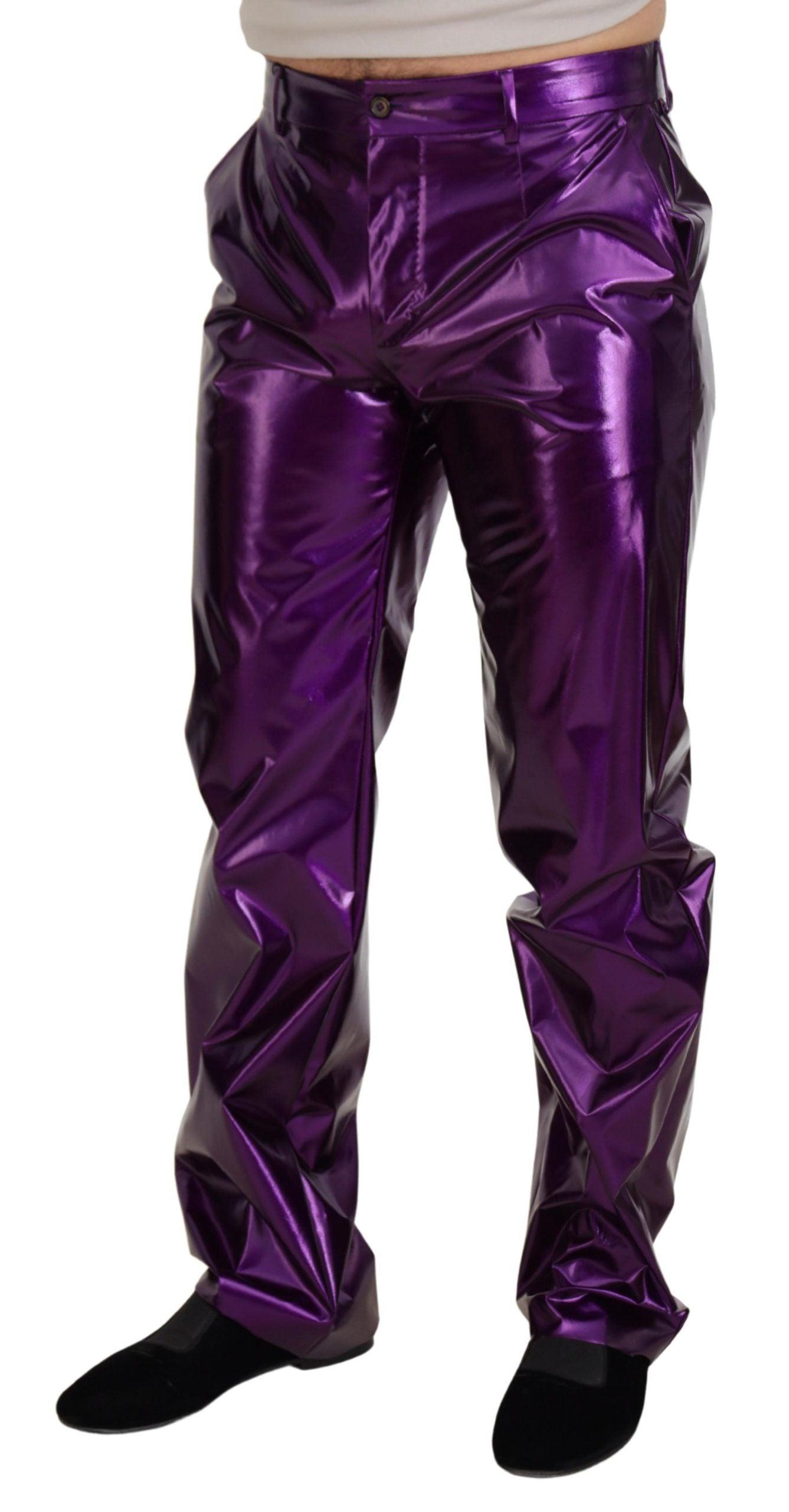 Dolce & Gabbana Elegant Shining Purple Straight Fit Pants - Arichezz.store