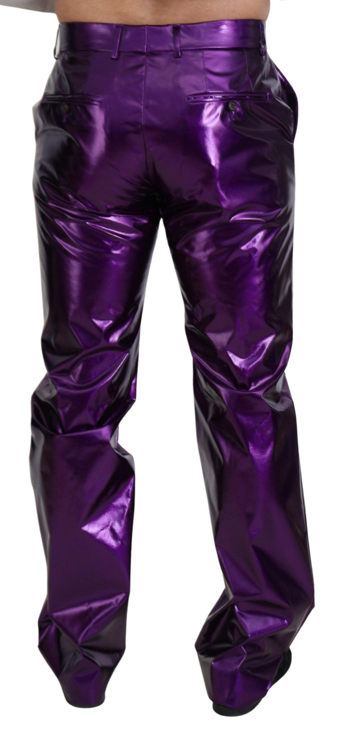 Dolce & Gabbana Elegant Shining Purple Straight Fit Pants - Arichezz.store