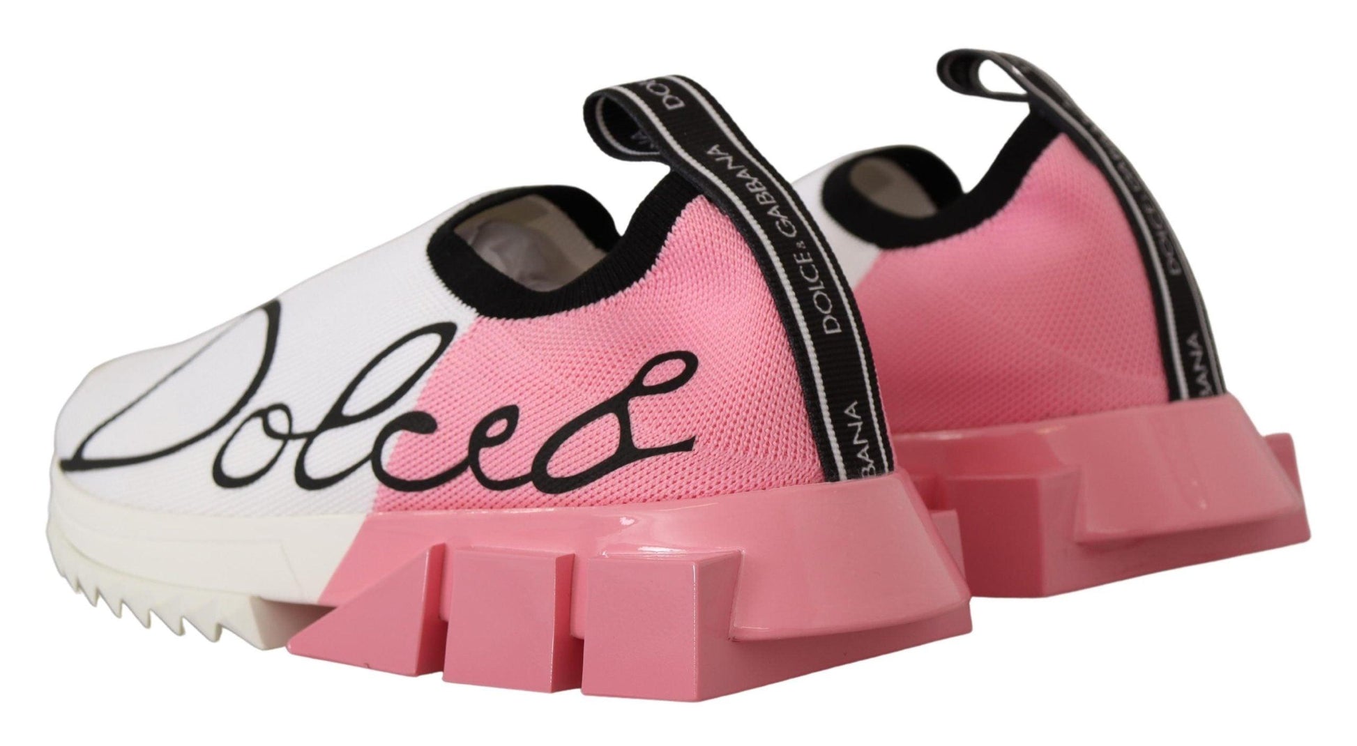 Dolce & Gabbana Elegant Sorrento Slip-On Sneakers in White & Pink - Arichezz.store