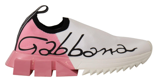 Dolce & Gabbana Elegant Sorrento Slip-On Sneakers in White & Pink - Arichezz.store