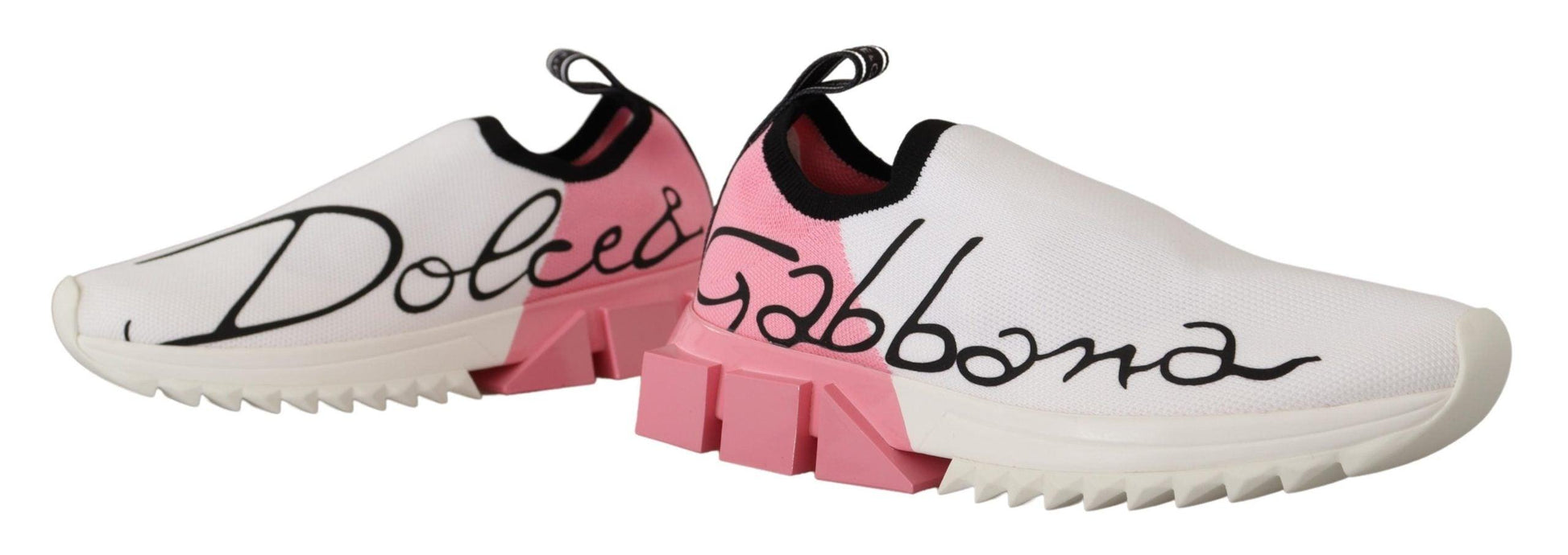 Dolce & Gabbana Elegant Sorrento Slip-On Sneakers in White & Pink - Arichezz.store