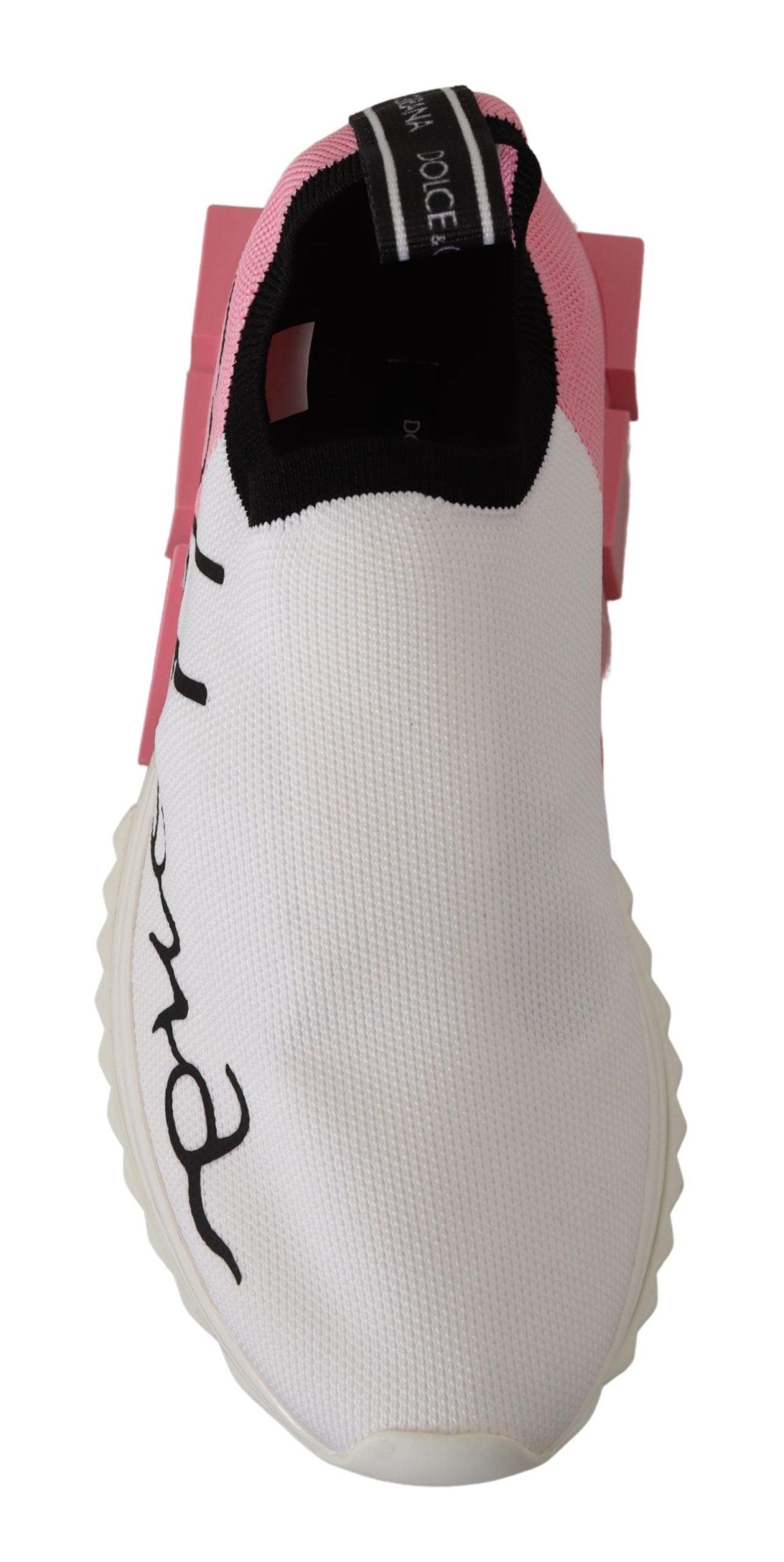 Dolce & Gabbana Elegant Sorrento Slip-On Sneakers in White & Pink - Arichezz.store